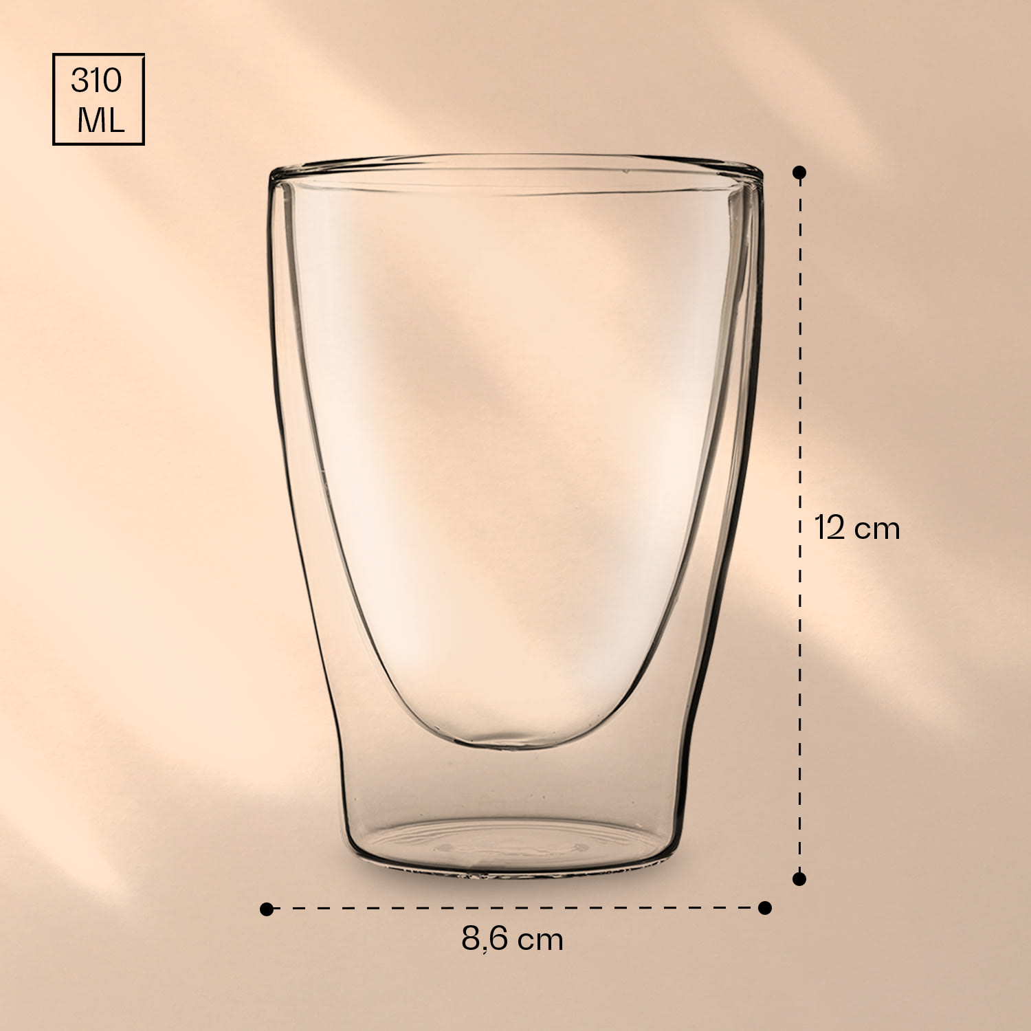 DUOS doppelwandiges Glas | Thermoglas | 310 ml | Trinkglas | Espressoglas,  Teeglas, Shotglas | für heiße und kalte Getränke | Borosilikatglas| hitze- und  kältebeständig | handgemacht | spülmaschinenfest | Schwebe-Effekt 2er-Set