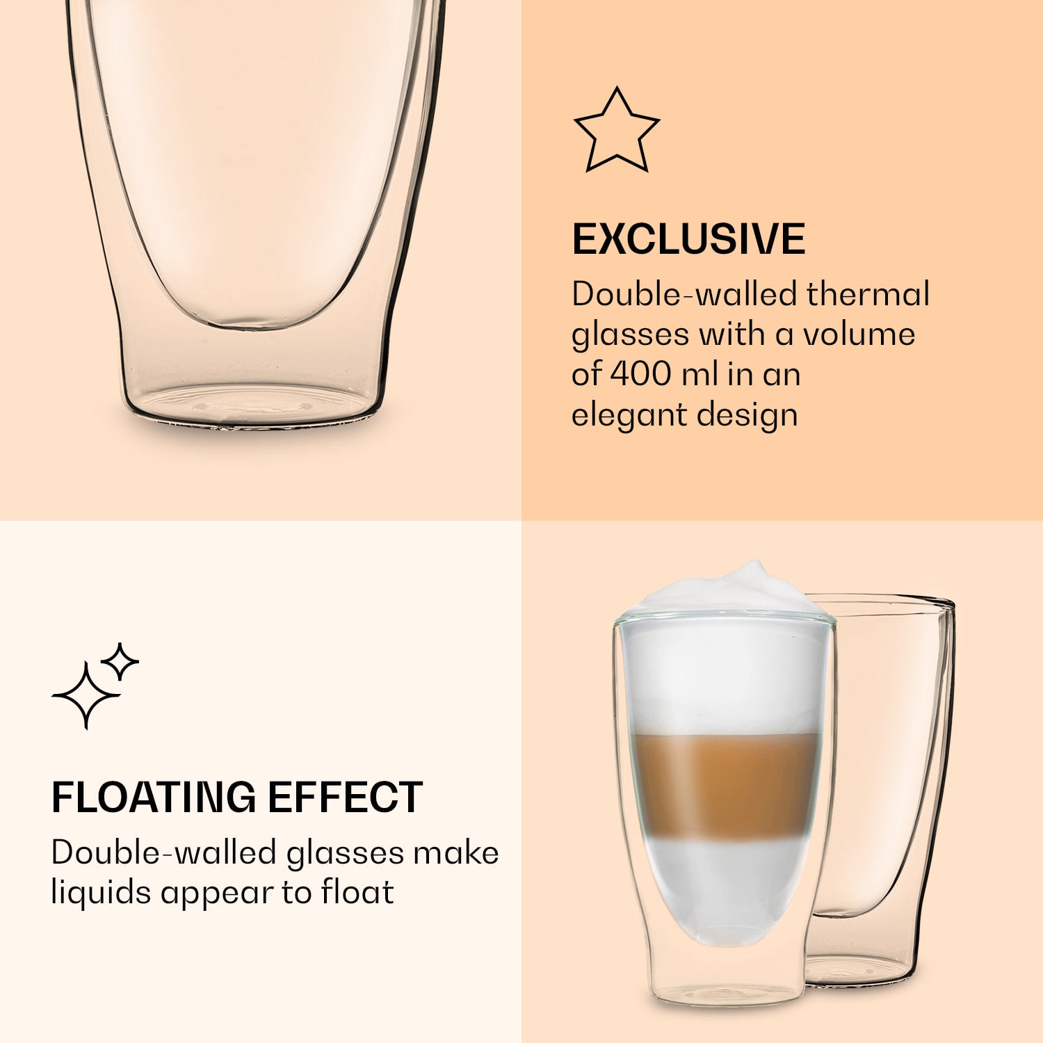 DUOS, dvoustěnná sklenice, 400 ml Sada 2 kusů