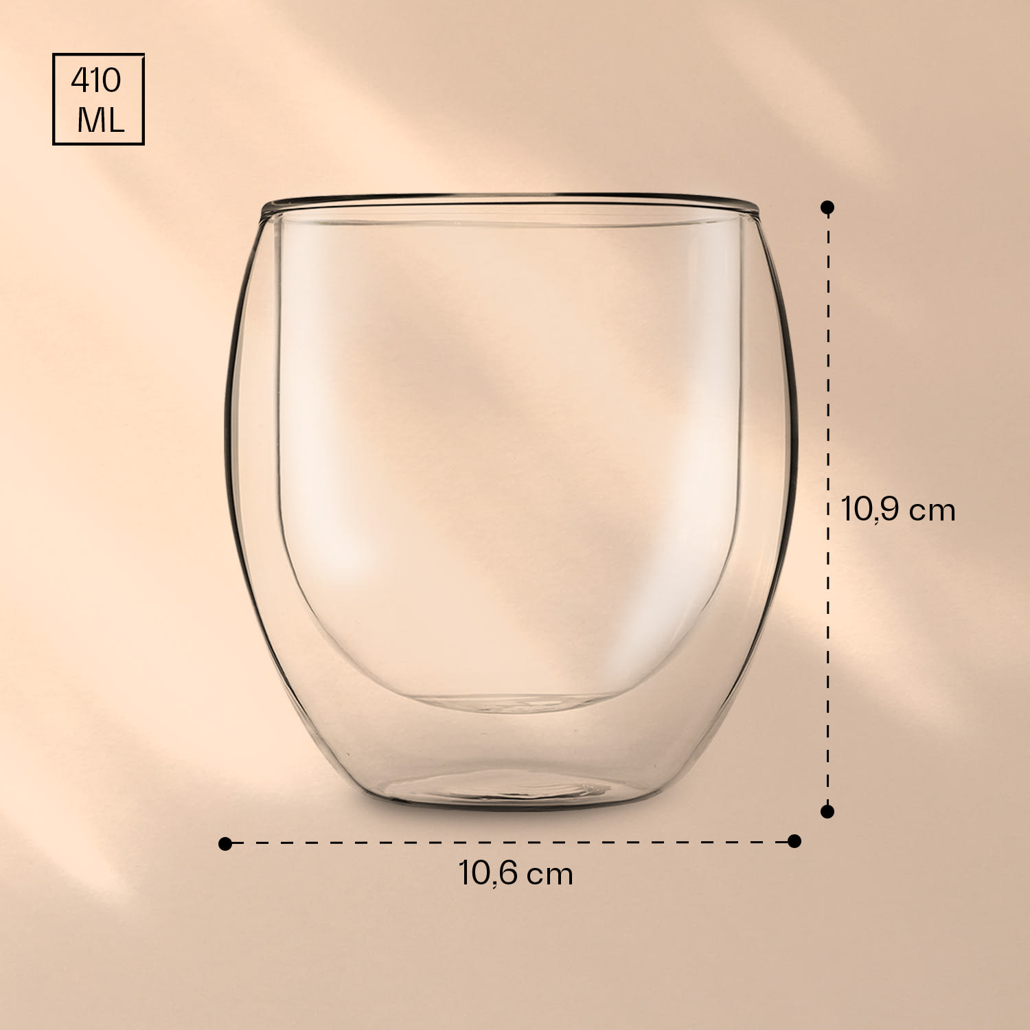 DUOS, Jumbo, dvoustěnná sklenice, 410 ml, včetně lžičky Sada 4 kusů