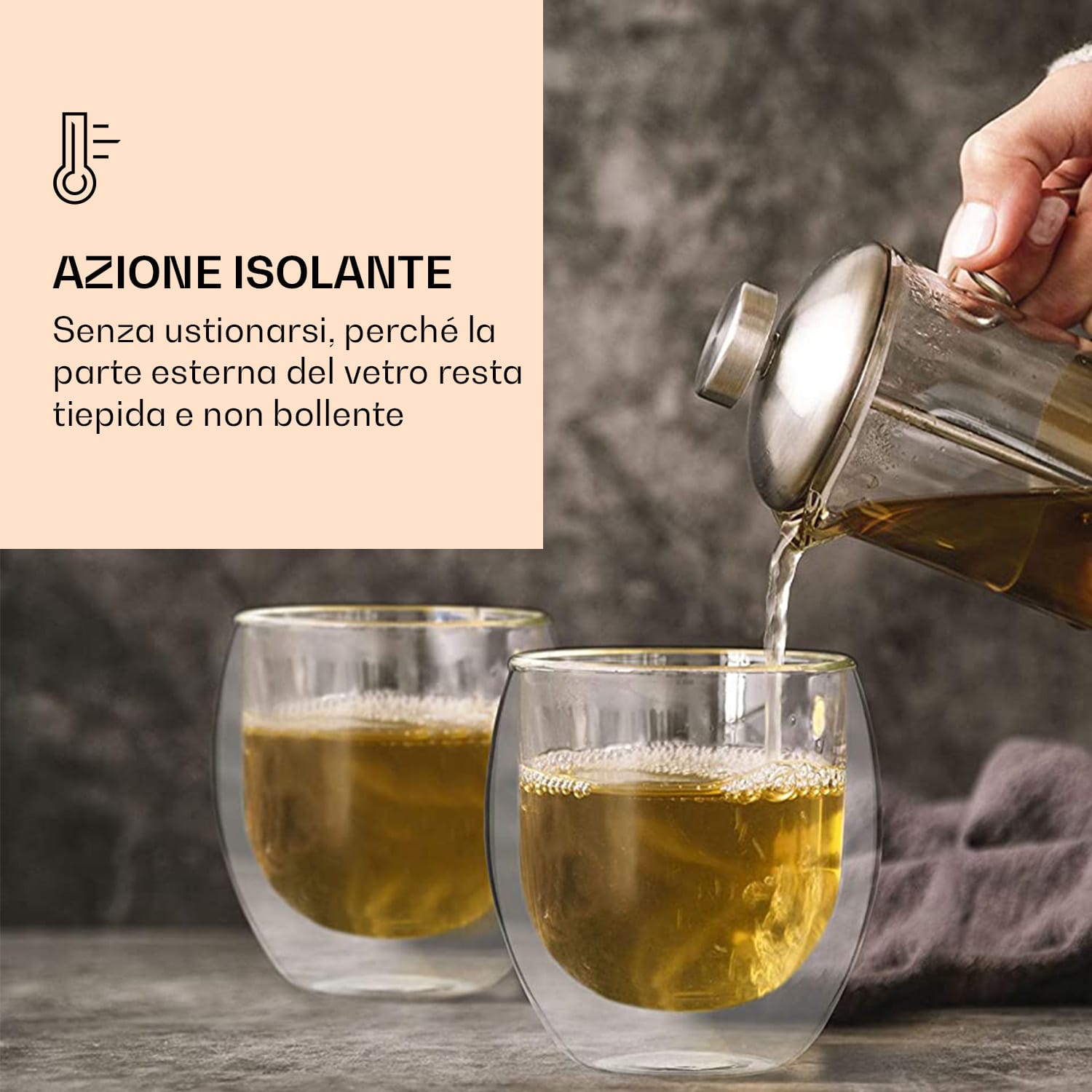 DUOS Jumbo - Bicchiere a doppia parete, 2 x 310 e 410 ml, incl. cucchiaio set da 2