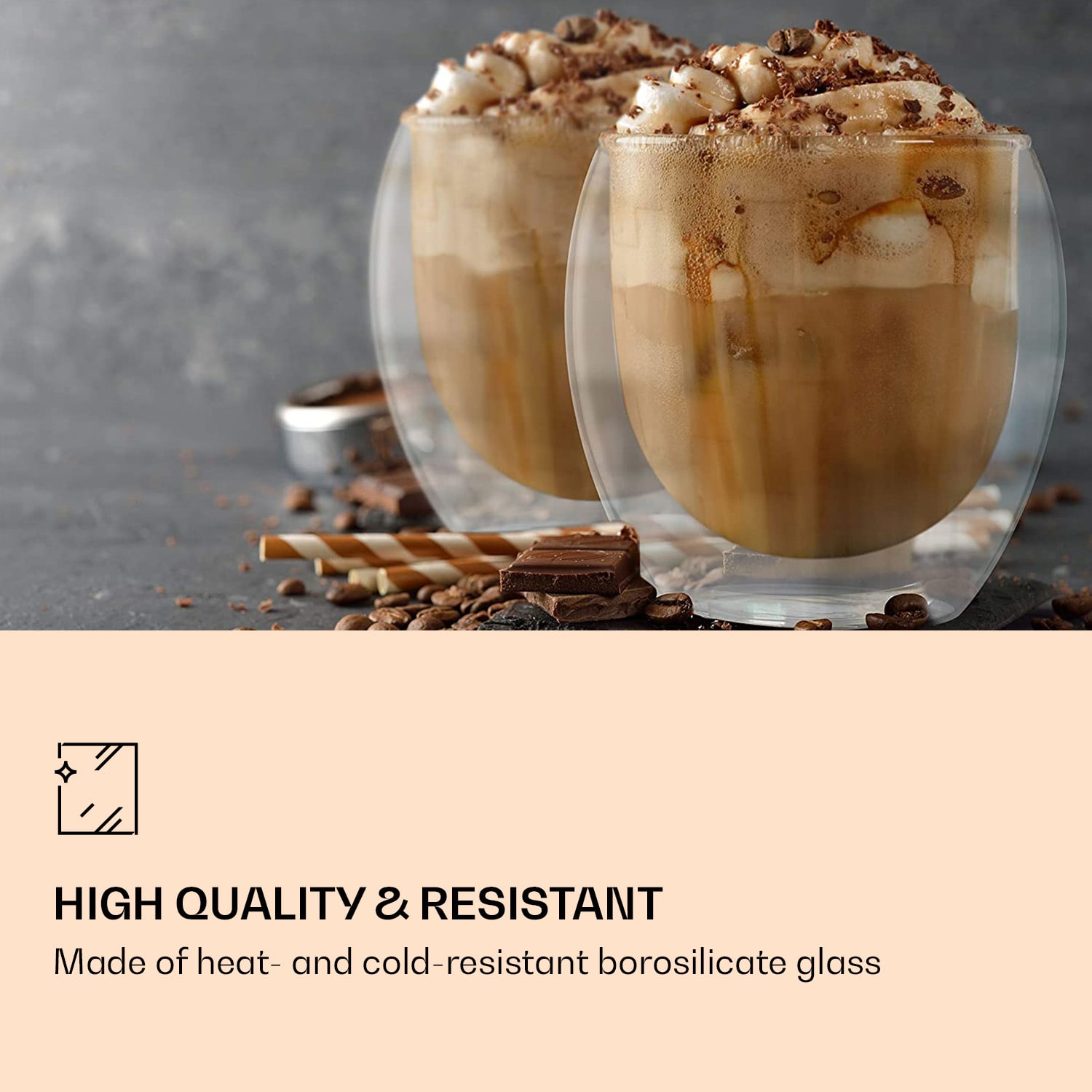 DUOS Jumbo, dvojstenný pohár, 2 x 310 a 410 ml, vrátane lyžičky Sada 2 kusov