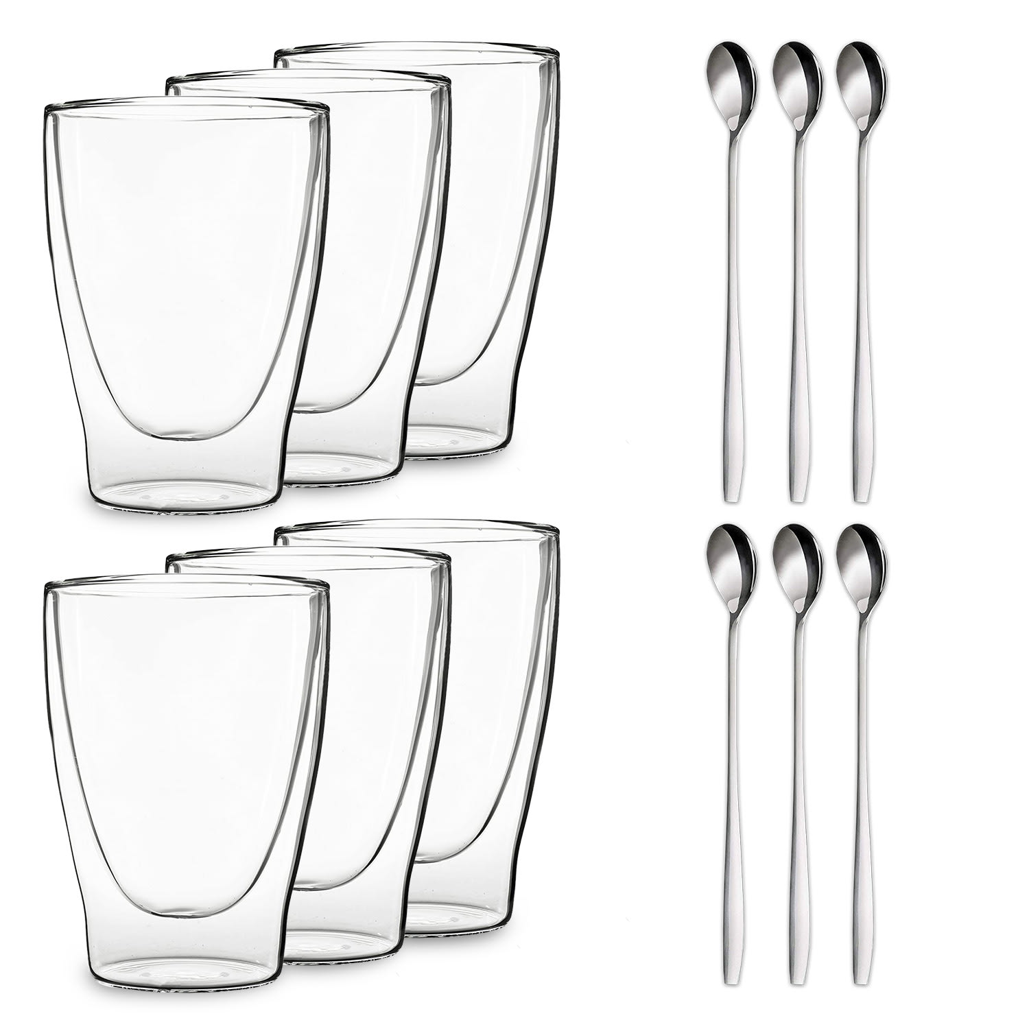 DUOS, dvostenski kozarci 310 ml, vključno z žlico 6er-Set