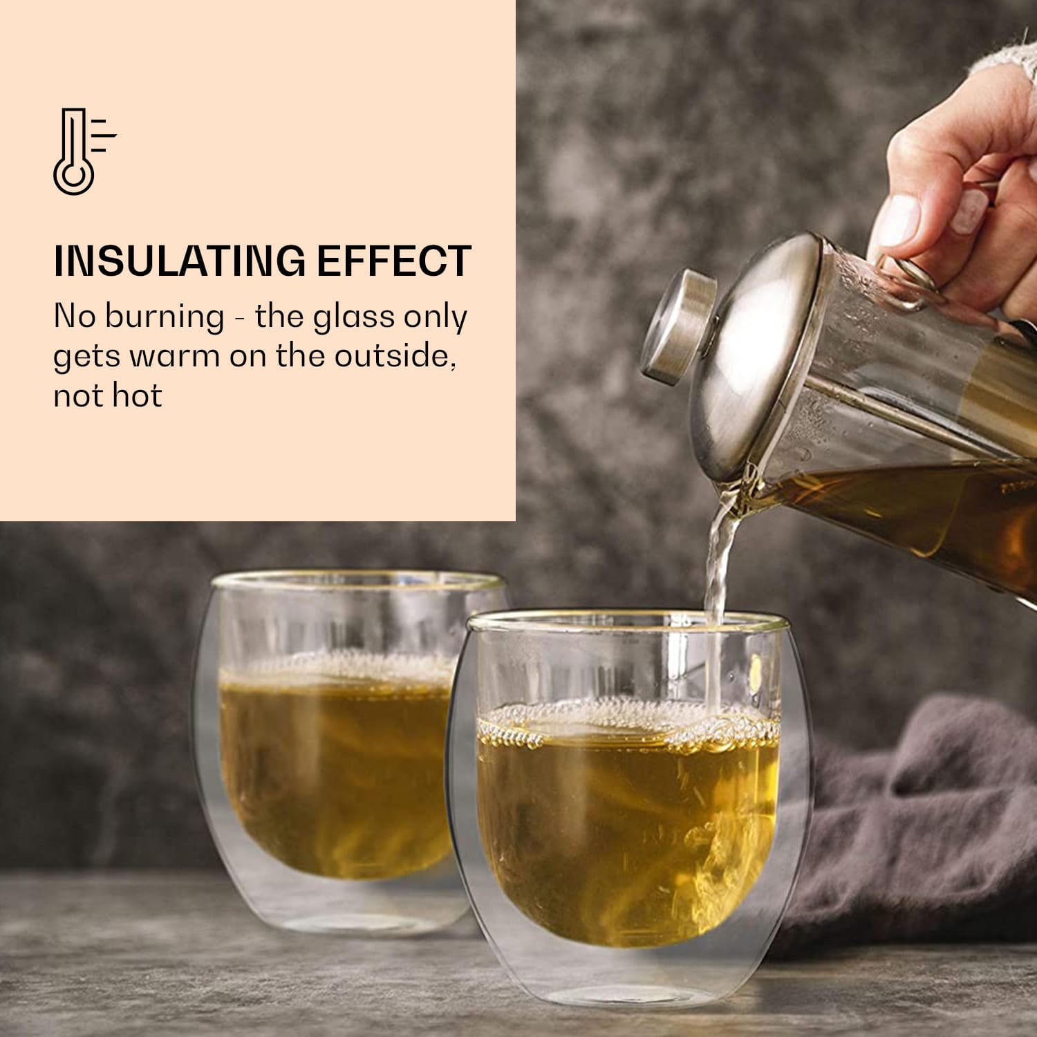 DUOS, dvoustěnná sklenice, 80 ml, včetně lžičky Sada 2 kusů