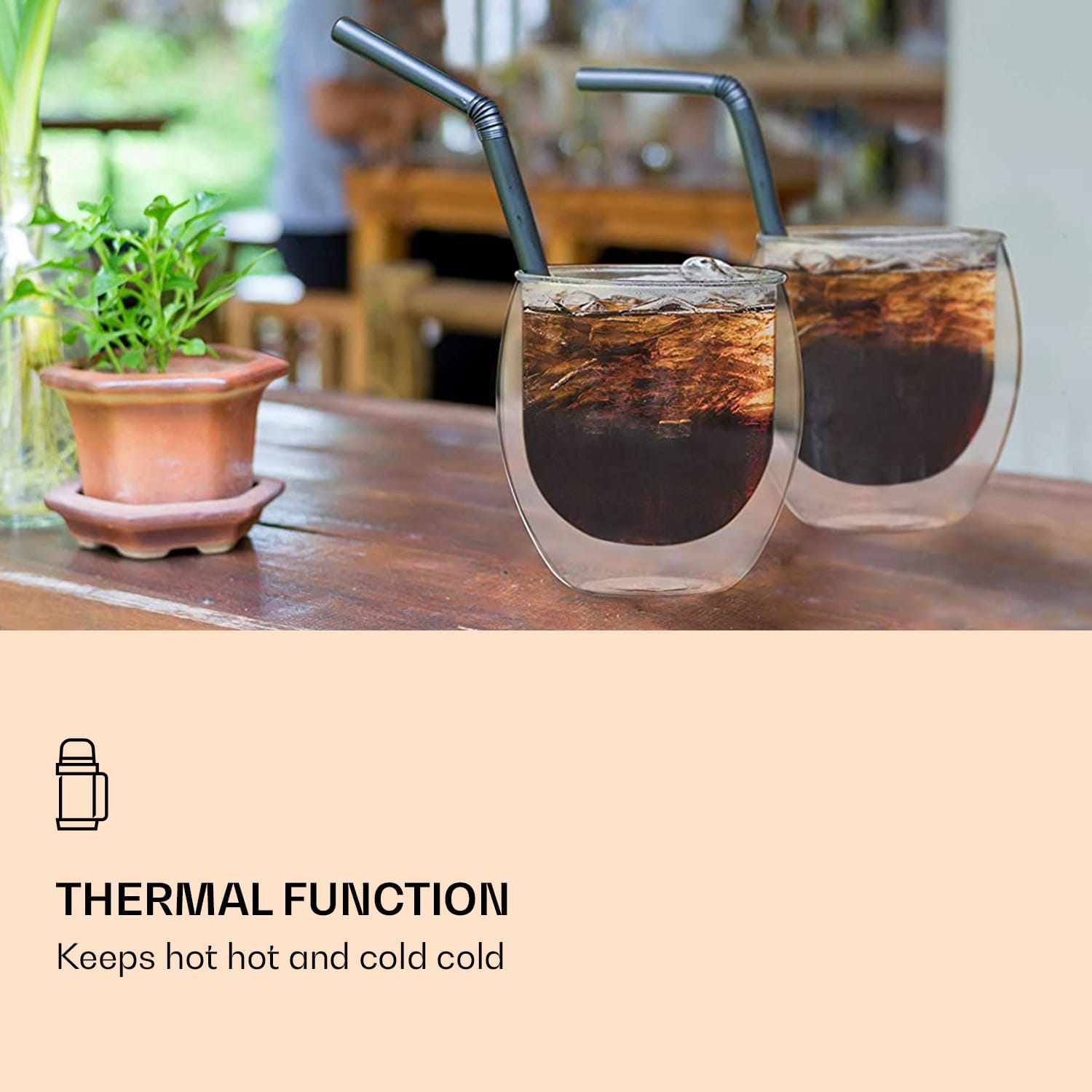 DUOS, dvoustěnná sklenice, 80 ml, včetně lžičky Sada 2 kusů