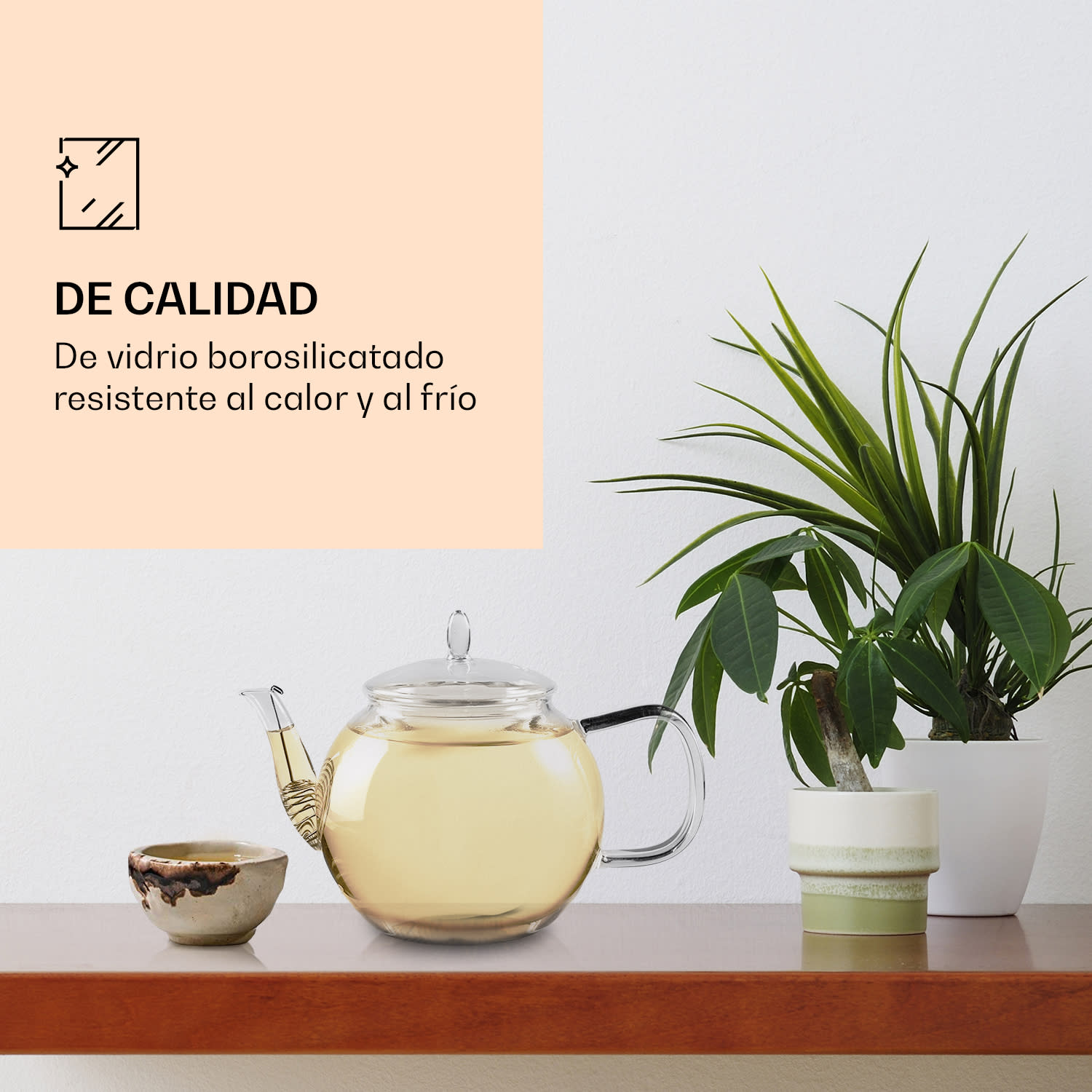 Jarra de vidrio 800 ml | borosilicato | con tapa y colador de té Té verde