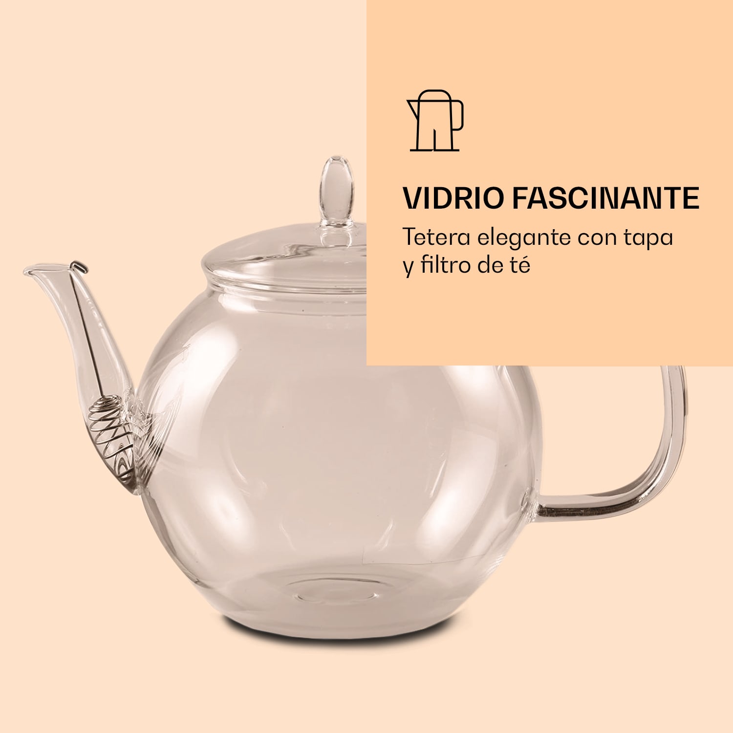 Jarra de vidrio 800 ml | borosilicato | con tapa y colador de té 
