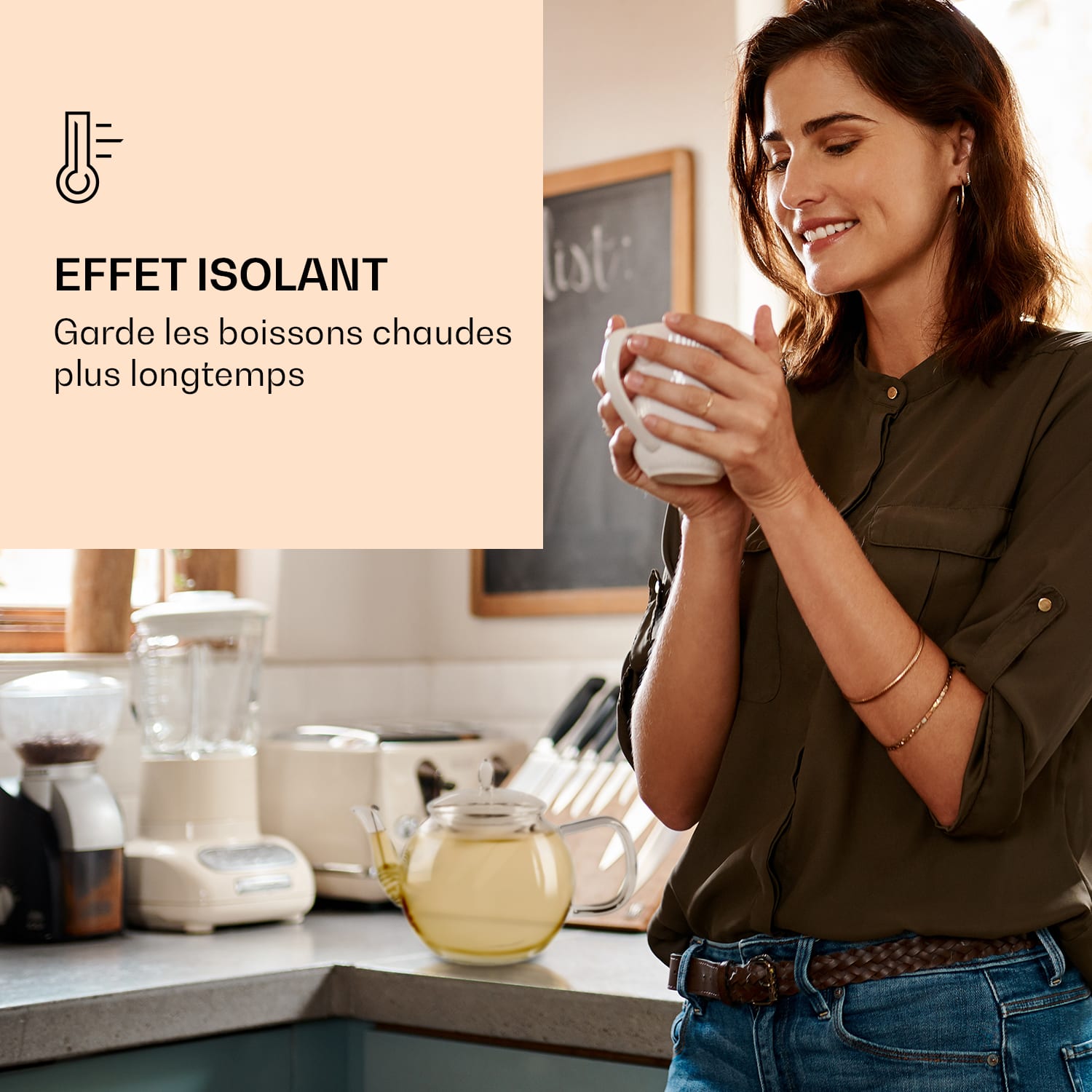 Glazen kan 800 ml | borosilicaatglas | met deksel en theezeef Theemix