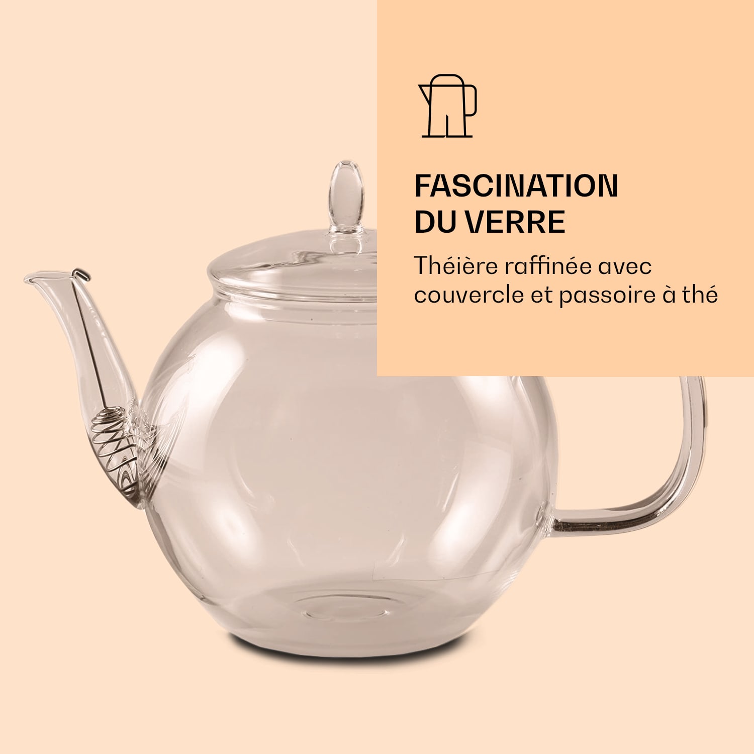 Glazen kan 800 ml | borosilicaatglas | met deksel en theezeef Theemix