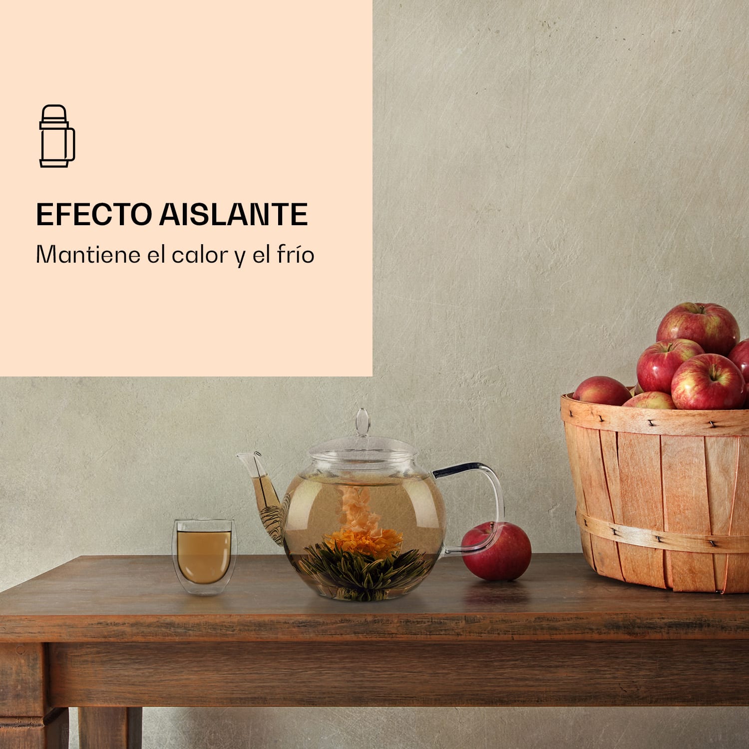 Vaso Ice Flor de té 320 ml Vidrio de borosilicato de doble pared Set de 4 unidades
