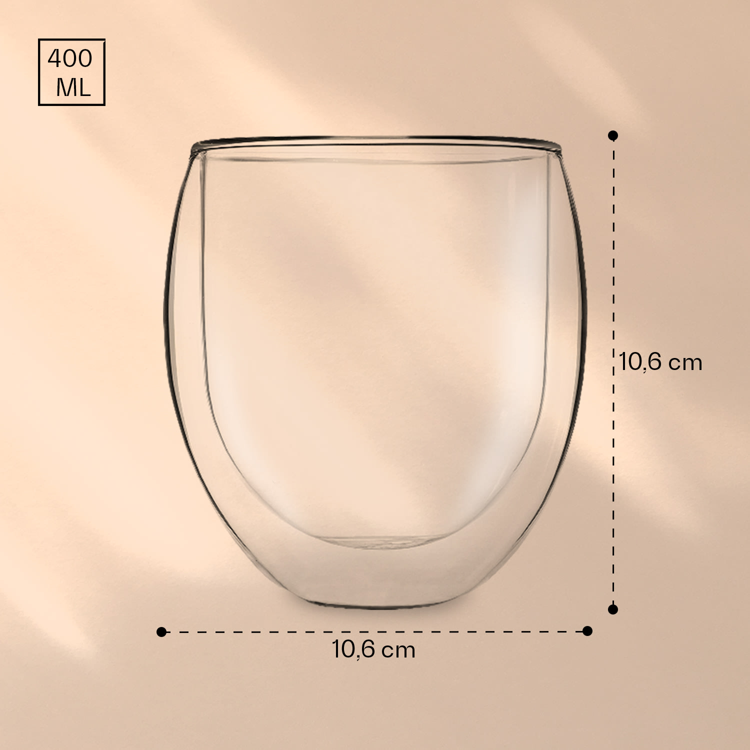 Ice - Set di 4 bicchieri da tè da 400 ml in vetro borosilicato di alta qualità lavabile in lavastoviglie set da 4