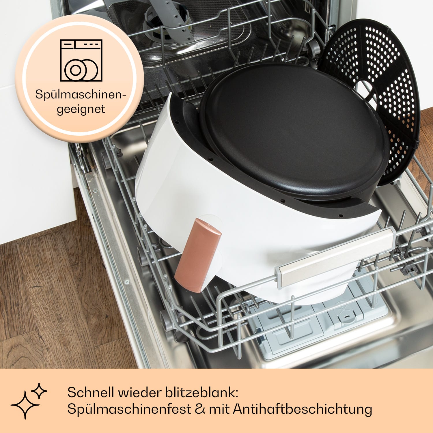 Air Bloom Heißluftfritteuse Dampffunktion 1500W 7,5 Liter 16 Programme Weiß