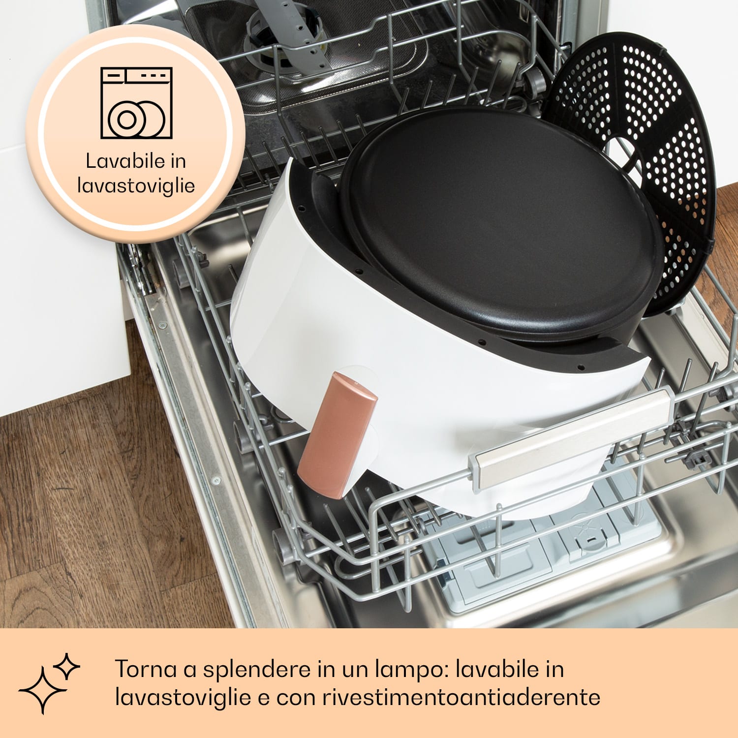 Air Bloom friggitrice ad aria calda con funzione vapore, 1500W, 7,5 litri, 16 programmi Bianco