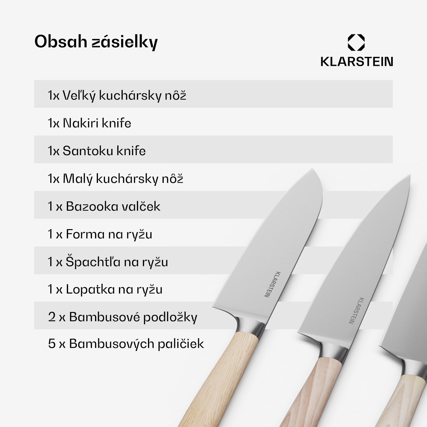 Shibui súprava nožov na sushi, 15 dielov, 4 nože s praktickým príslušenstvom 