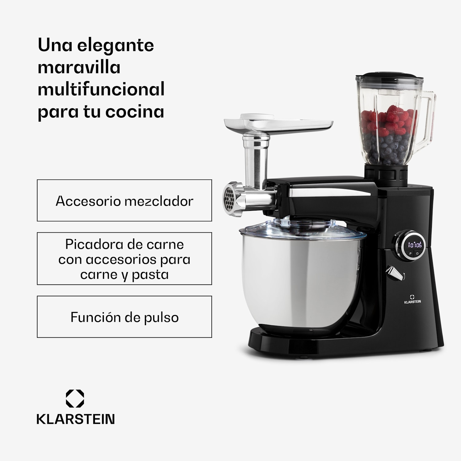 Renata Rossa robot de cocina 3 en 1 2000 W/2,7 PS 5 L acero inoxidable sin BPA 