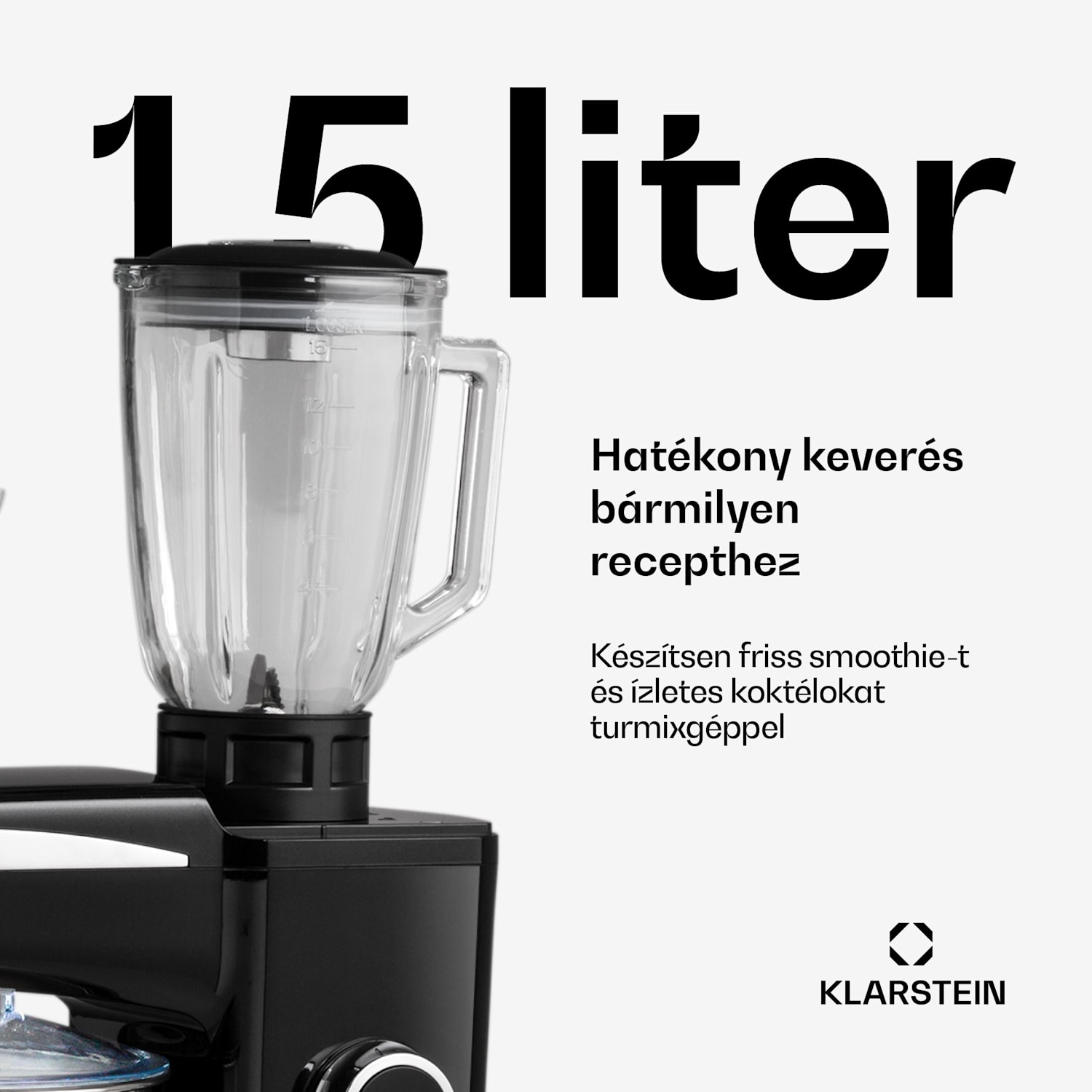 Renata Rossa, konyhai robotgép, 3 az 1-ben 2000 W/2,7 PS, 10 L, rozsdamentes acél, BPA-mentes Fekete