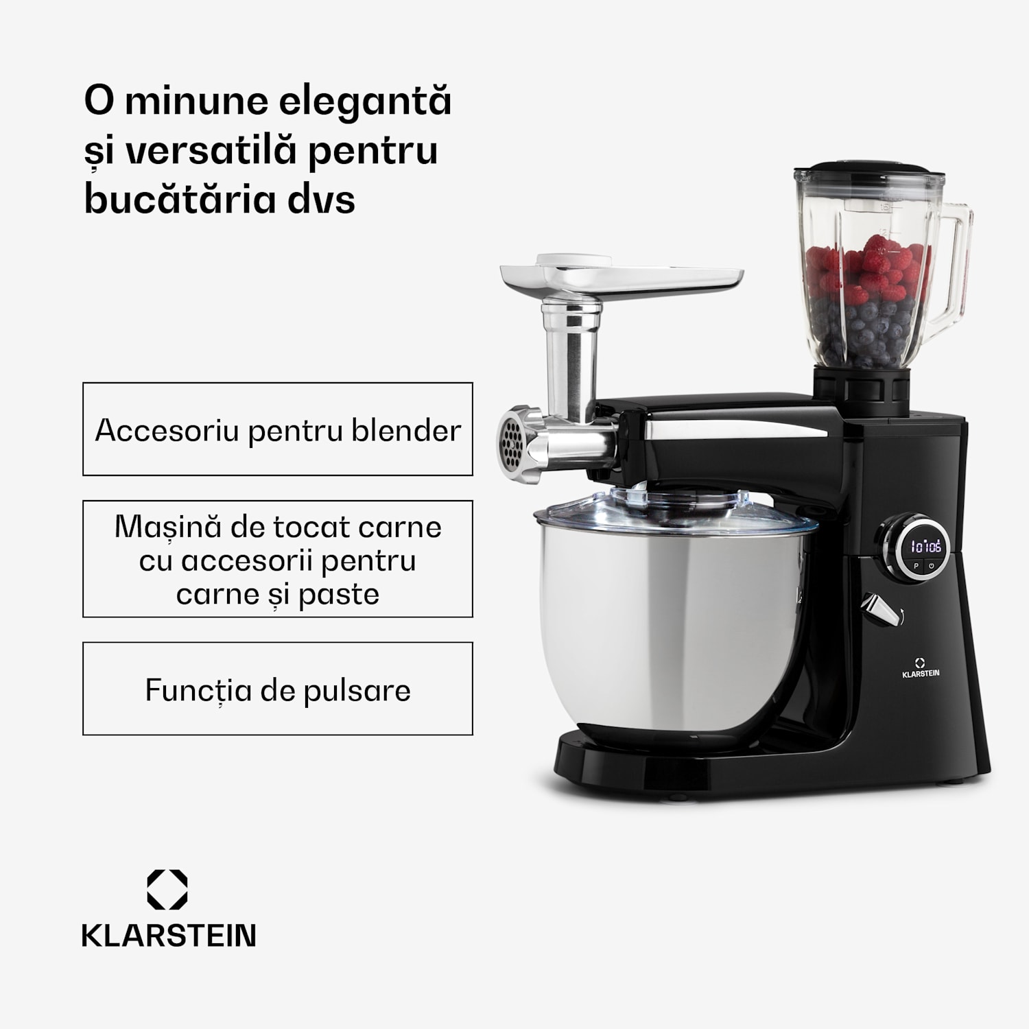 Renata Rossa, robot de bucătărie, 3 în 1 2000 W / 2,7 PS, 10 litri, oțel inoxidabil, fără BPA 