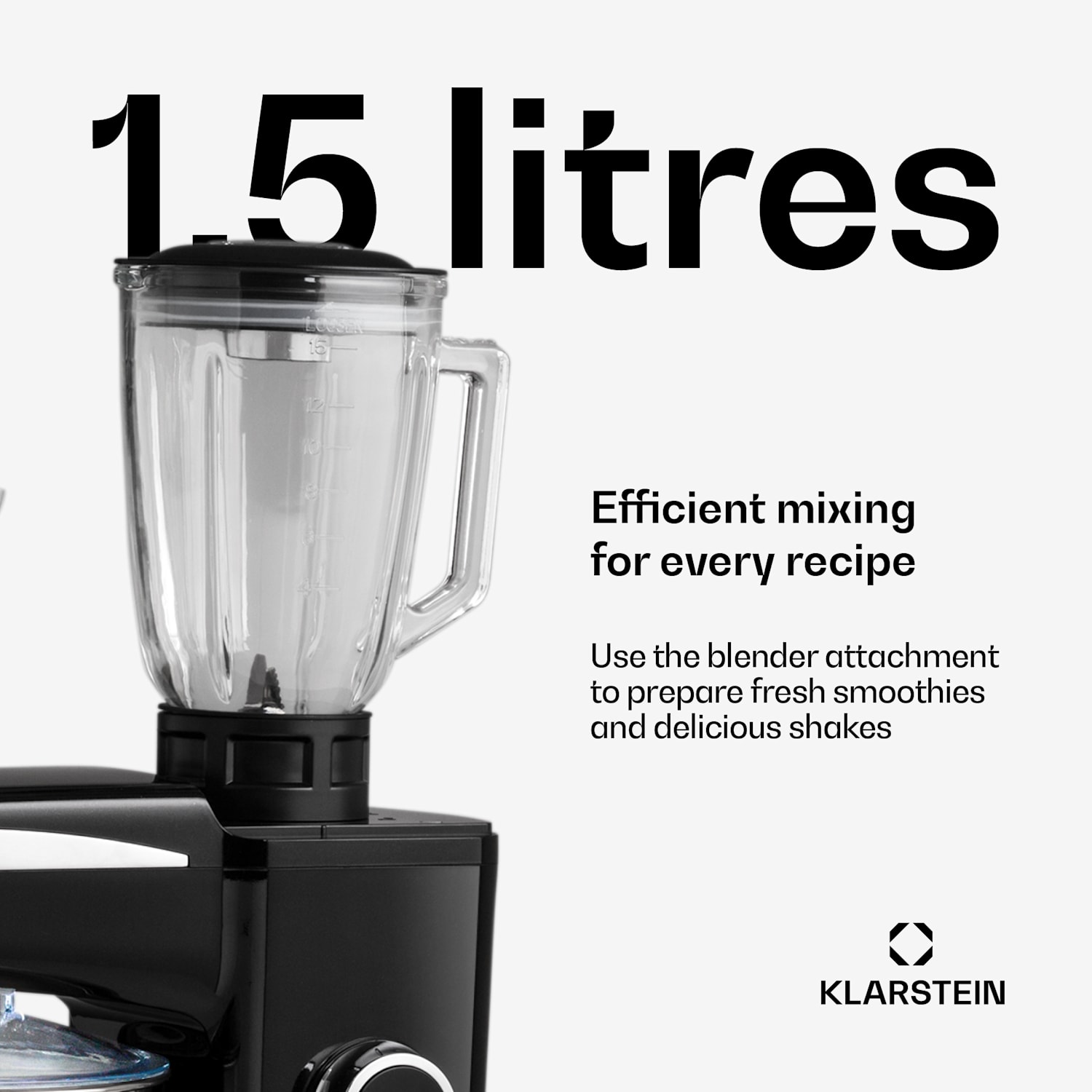 Robot de cozinha 3 em 1 Renata Rossa 2000 W / 2,7 PS 5 Litros Aço Inoxidável sem BPA Preto