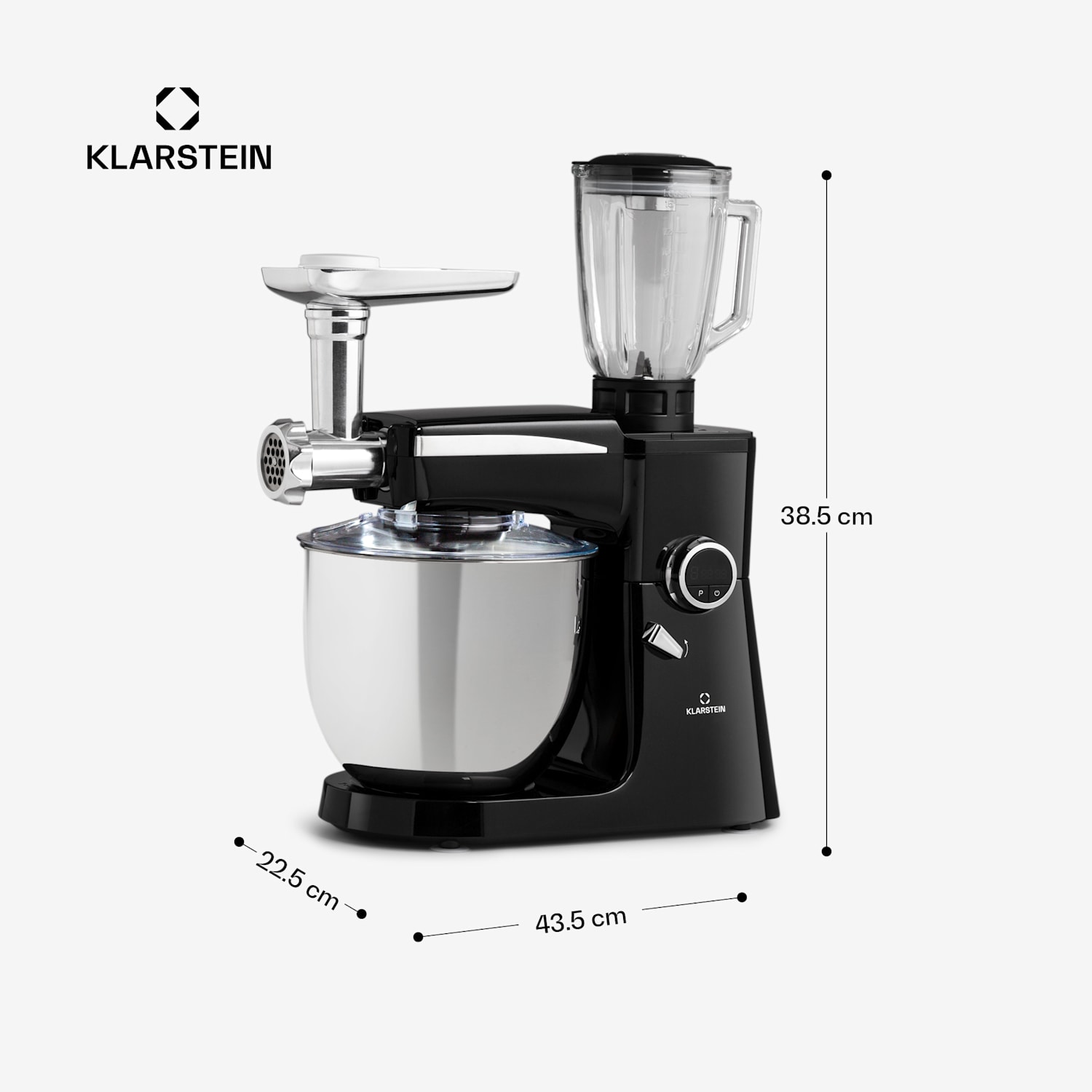 Robot de cozinha 3 em 1 Renata Rossa 2000 W / 2,7 PS 5 Litros Aço Inoxidável sem BPA Preto