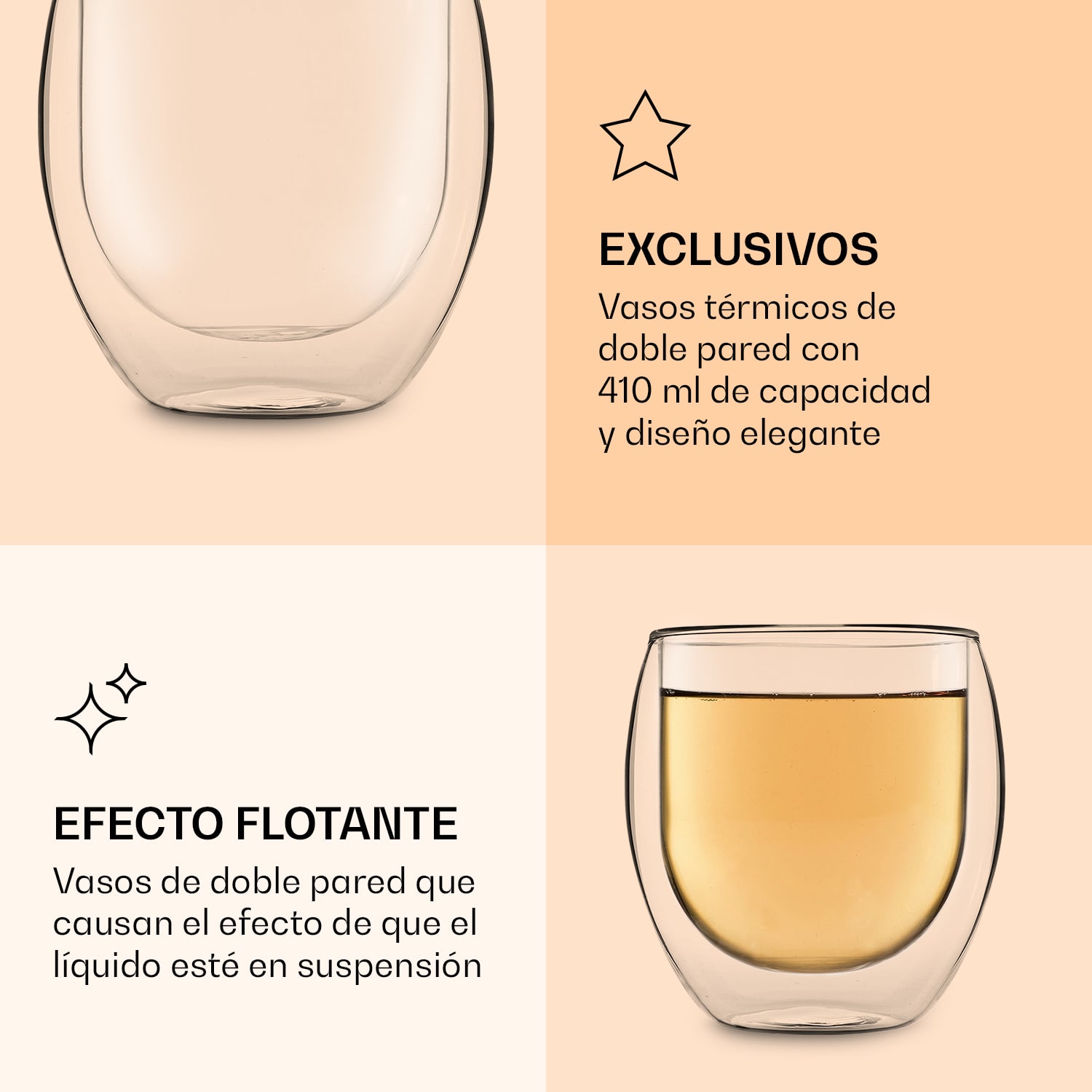 Vaso Jumbo | Doble pared | Vidrio de borosilicato de alta calidad | 2 x 410 ml | Único Set de 2 unidades