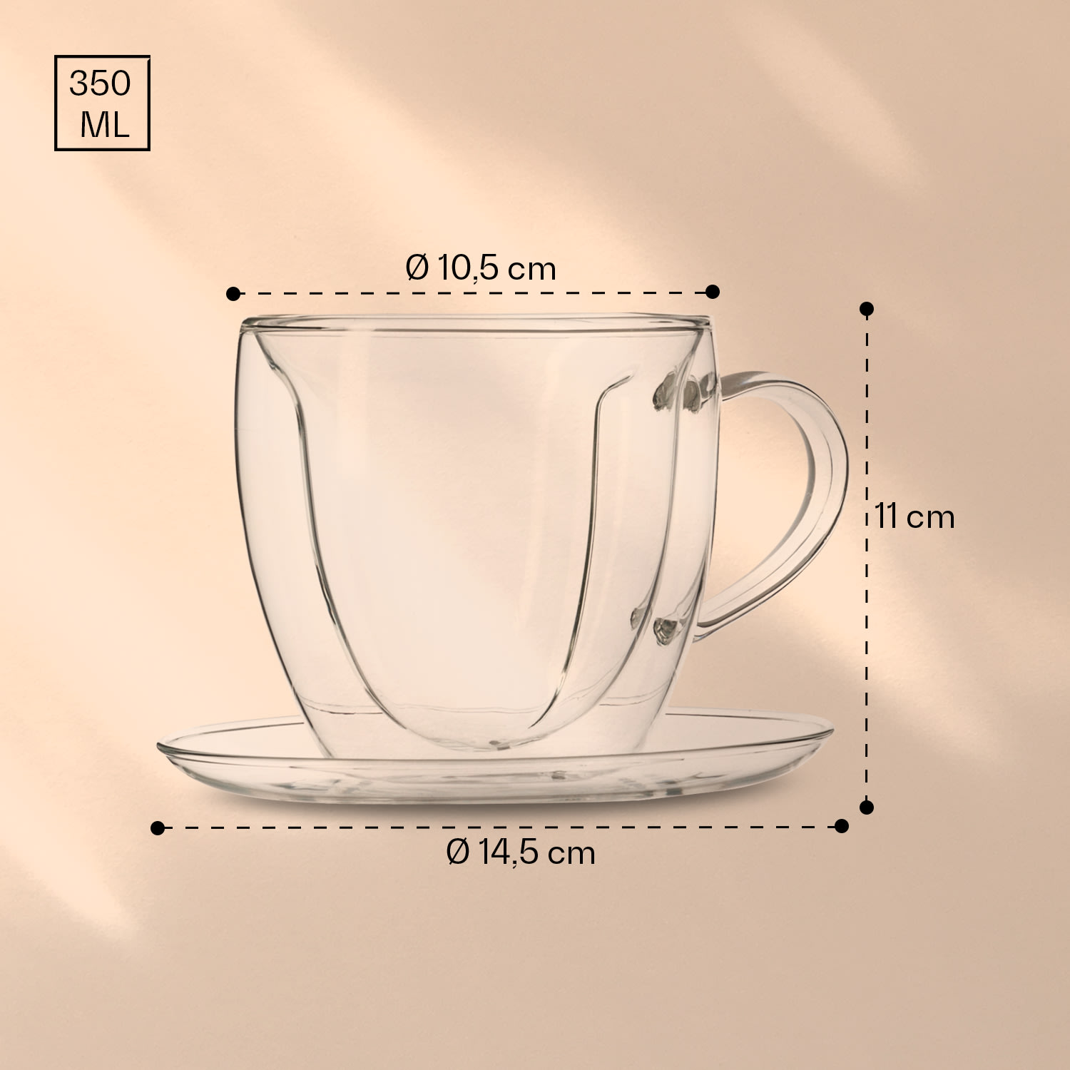 Trinkglas | 350 ml | Doppelwandig | Hochwertiges Borosilikatglas | Unikat Grüner Tee