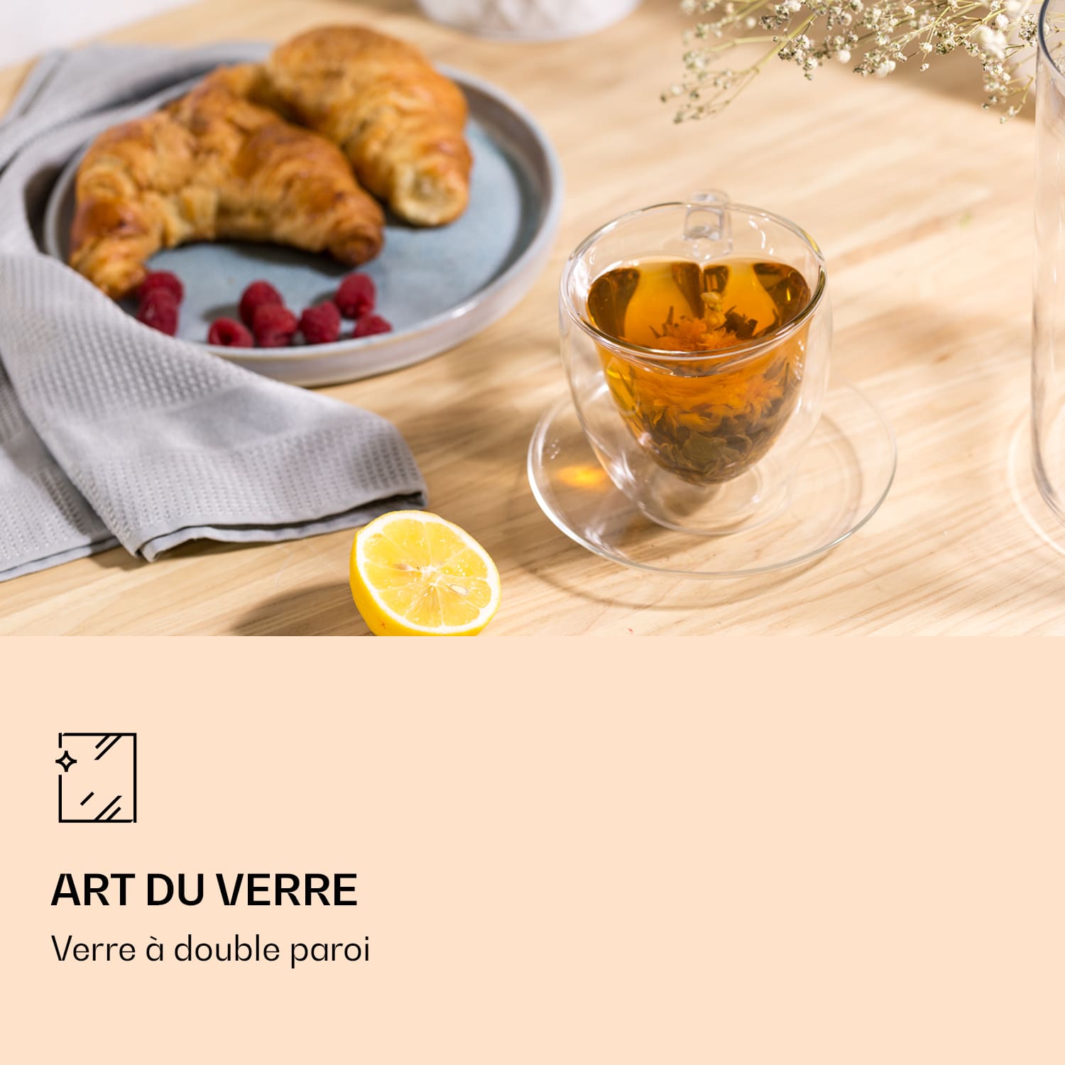 Verre à boire  | 350 ml | double paroi | verre borosilicaté de haute qualité | pièce unique 3er-Set