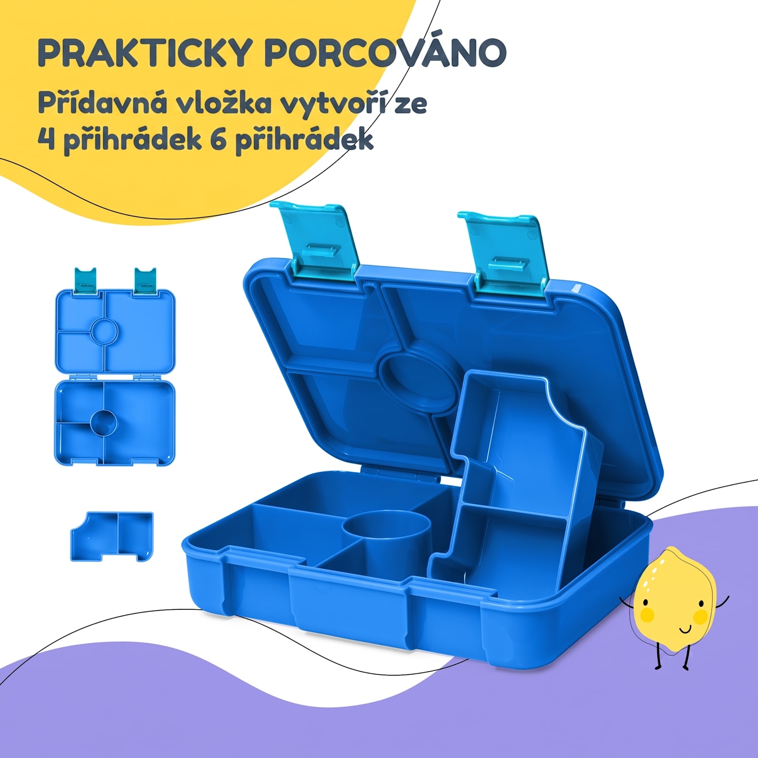 Schmatzfatz svačinový box s přihrádkami Modrá