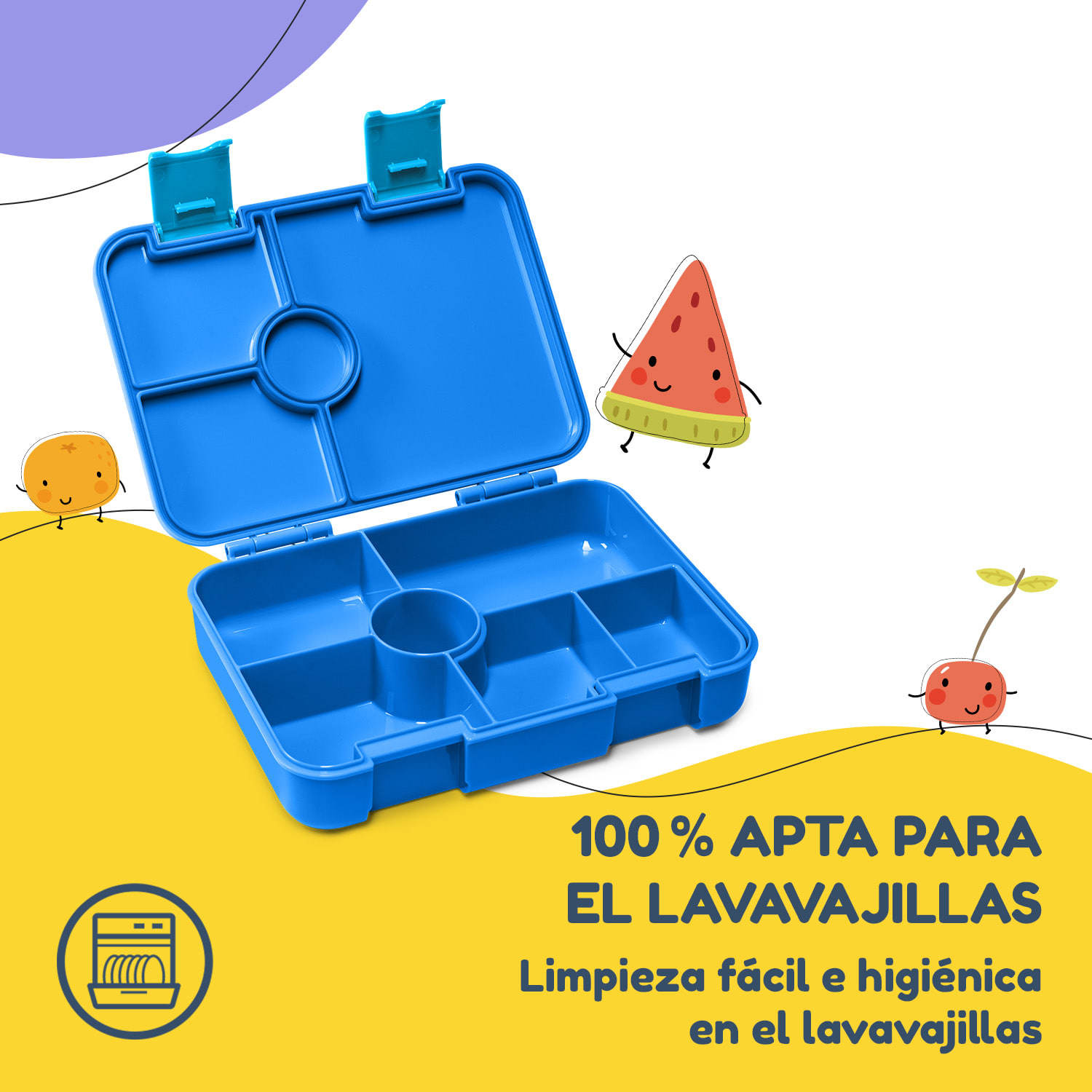 schmatzfatz by Lite Fiambrera 6 compartimentos 20,8 x 4,5 x 15 cm (ancho x alto x fondo) Sin BPA Tritán superligero Azul