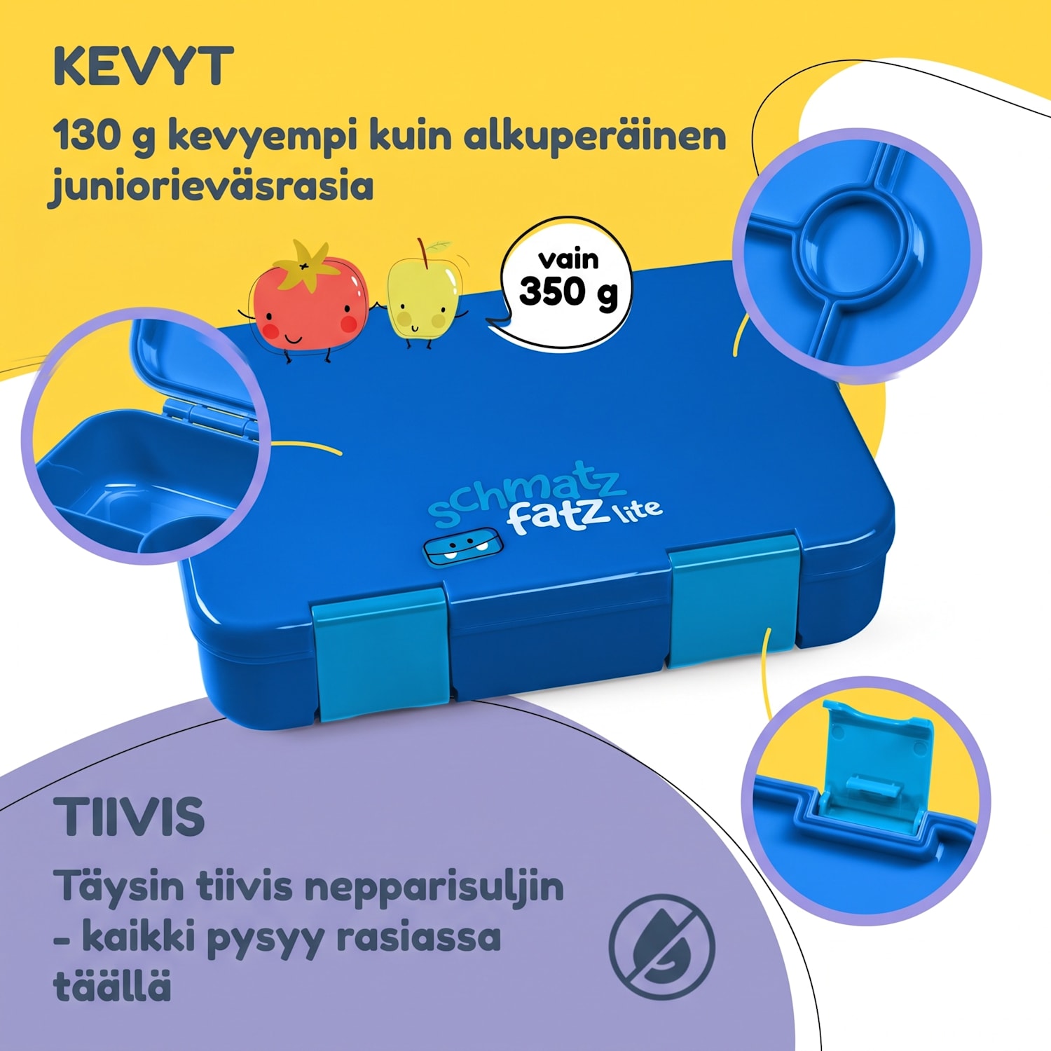 schmatzfatz by Klarstein Lite eväsrasia 6 lokeroa 20,8x4,5x15 cm BPA-vapaa Tritan Sininen