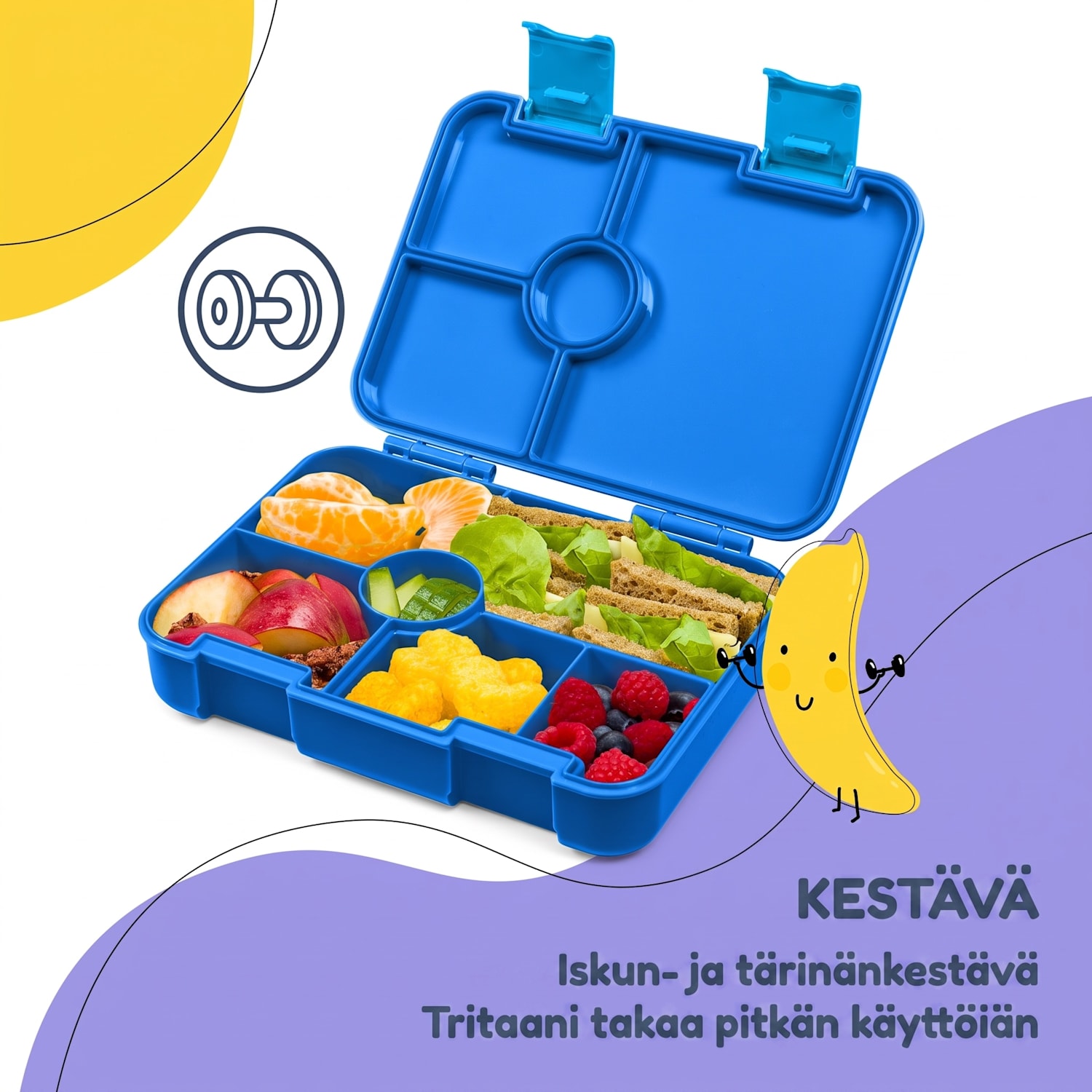 schmatzfatz by Klarstein Lite eväsrasia 6 lokeroa 20,8x4,5x15 cm BPA-vapaa Tritan Sininen