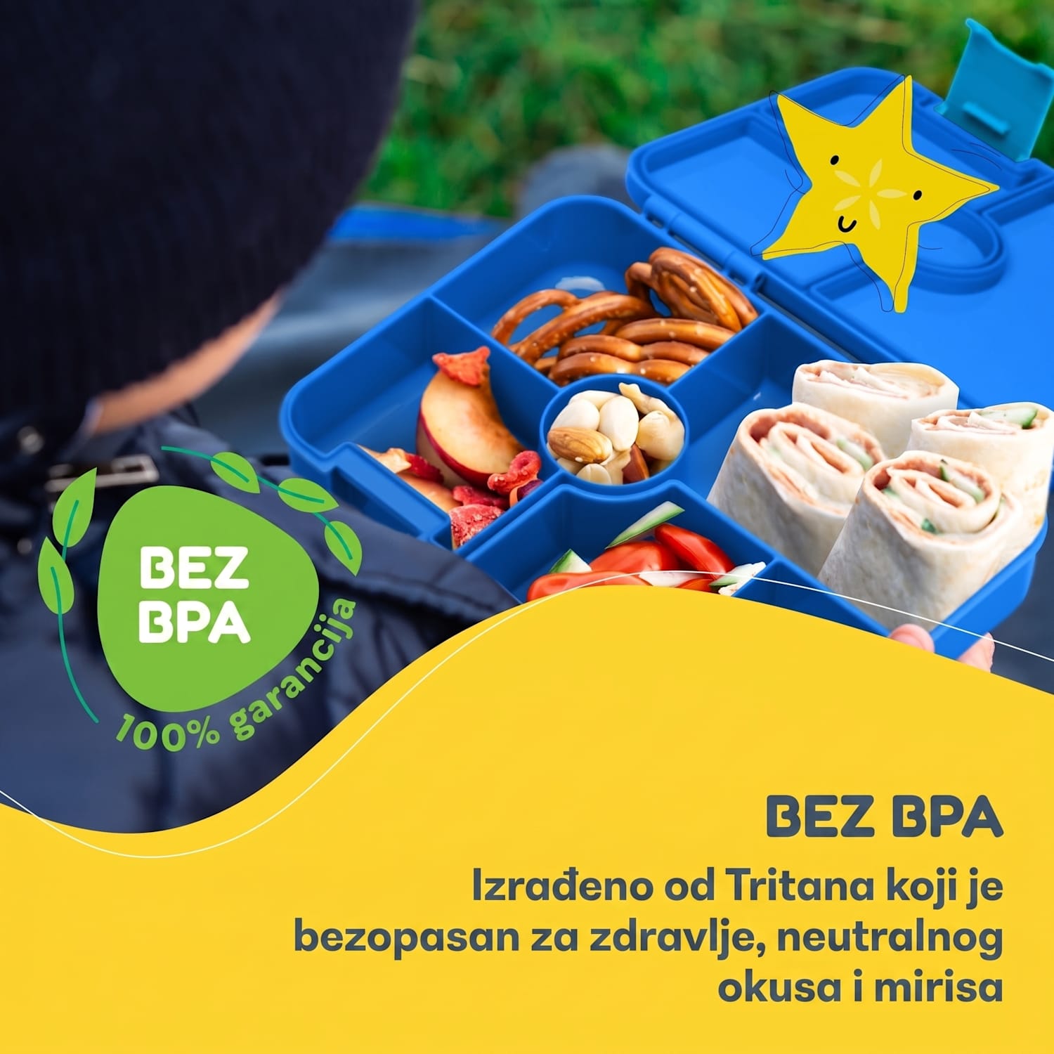 Schmatzfatz kutija za grickalice s pretincima Plava