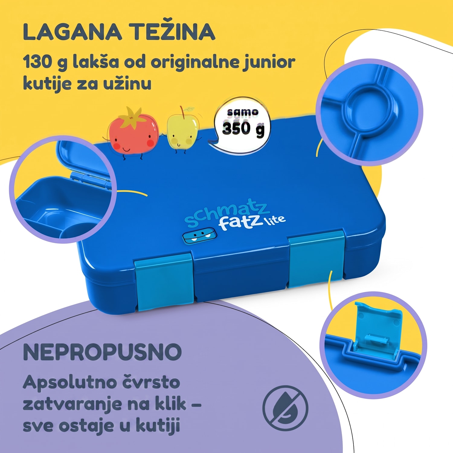Schmatzfatz kutija za grickalice s pretincima Plava