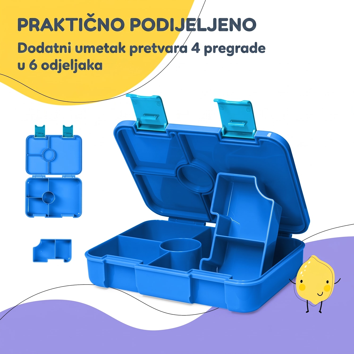 Schmatzfatz kutija za grickalice s pretincima Plava
