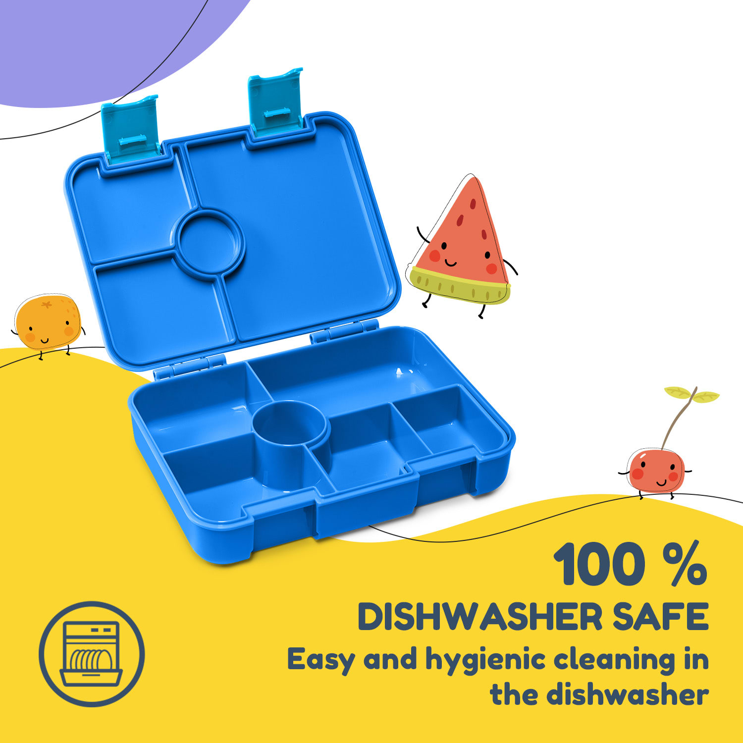 schmatzfatz by Lite Lunchbox 6 compartments 20.8 x 4.5 x 15 cm (WxHxD) BPA-free extra-light Tritan Blue