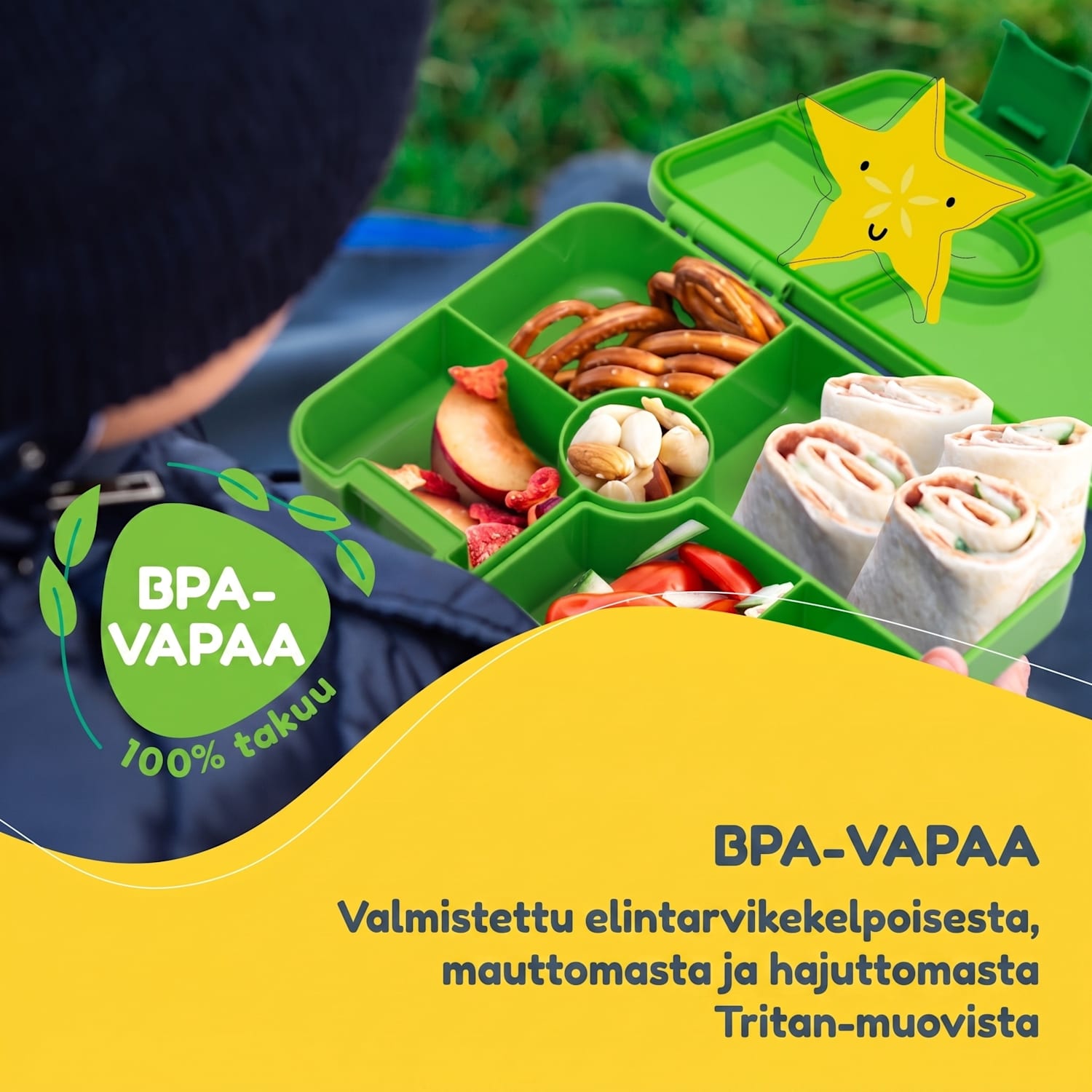 schmatzfatz by Klarstein Lite eväsrasia 6 lokeroa 20,8x4,5x15 cm BPA-vapaa Tritan Limenvihreä