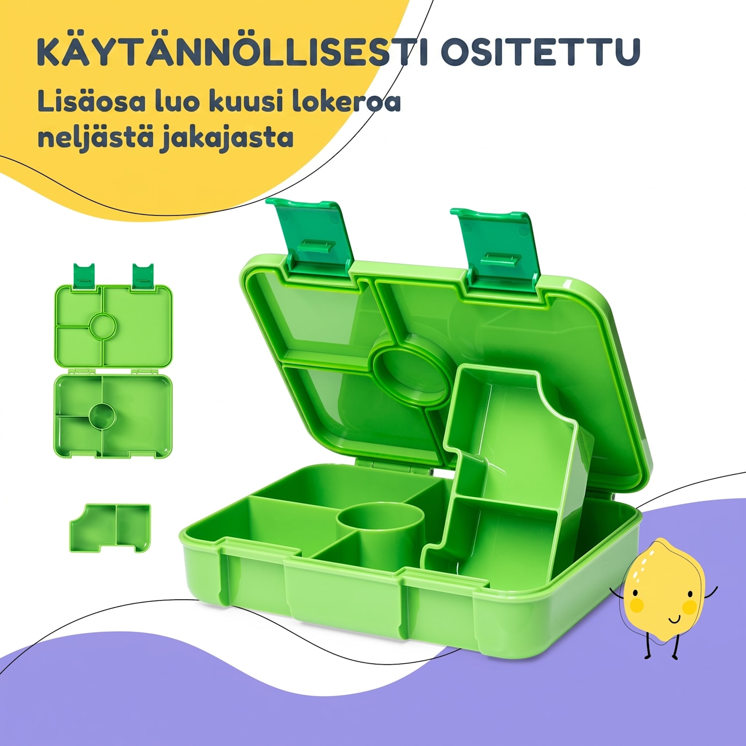 schmatzfatz by Klarstein Lite eväsrasia 6 lokeroa 20,8x4,5x15 cm BPA-vapaa Tritan Limenvihreä