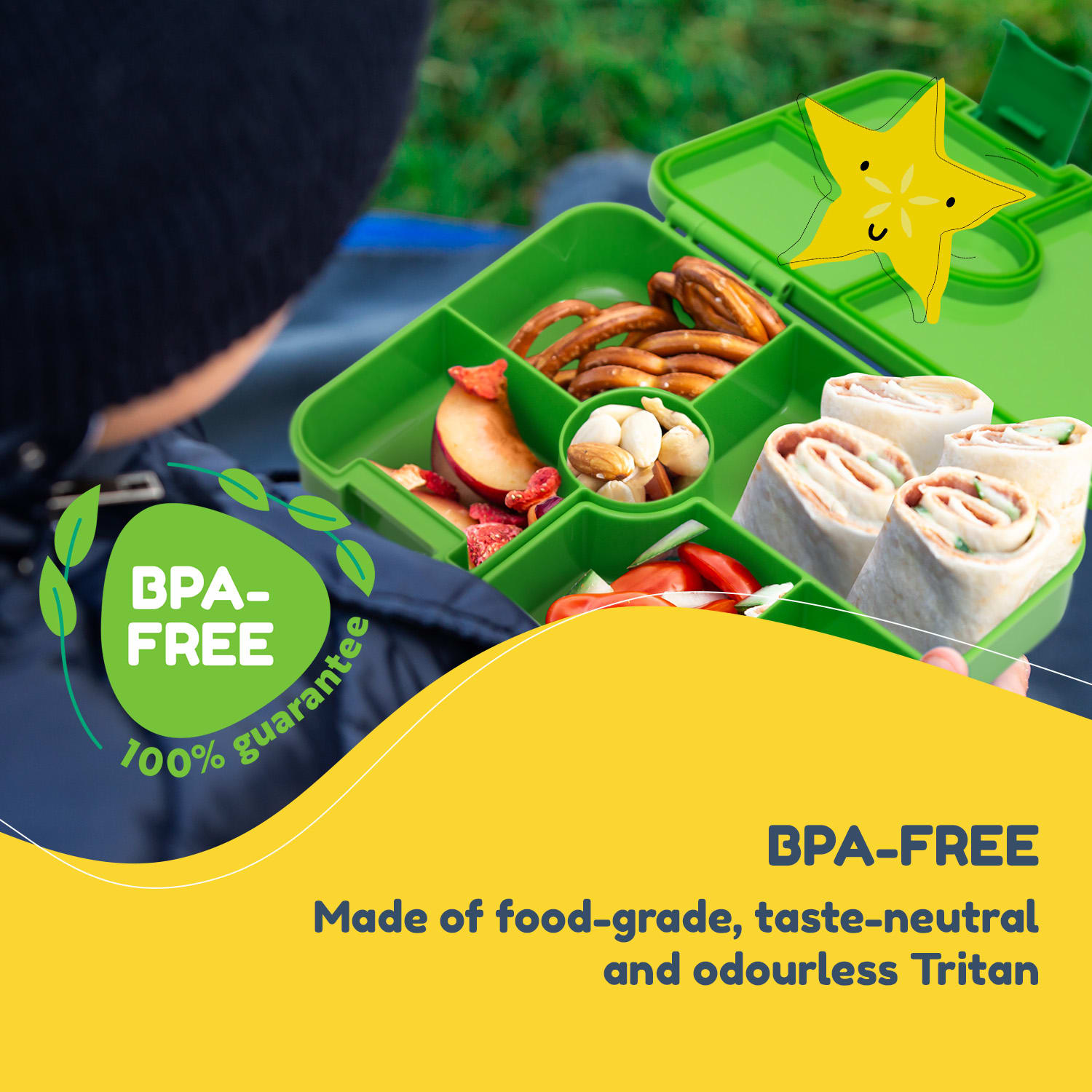 schmatzfatz by Klarstein Lite, kutija za ručak, 6 pretinaca, 20,8x4,5x15 cm, tritan bez BPA 