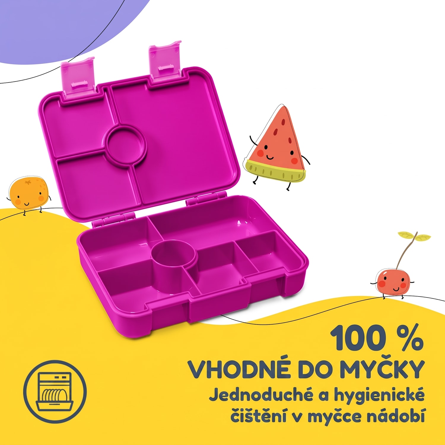 Schmatzfatz svačinový box s přihrádkami Fuchsie