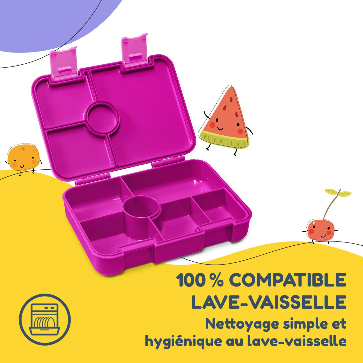 schmatzfatz by Lite lunchbox 6 vakken 20,8 x 4,5 x 15 cm (BxHxD) BPA-vrij extra licht Tritan Fuchsia