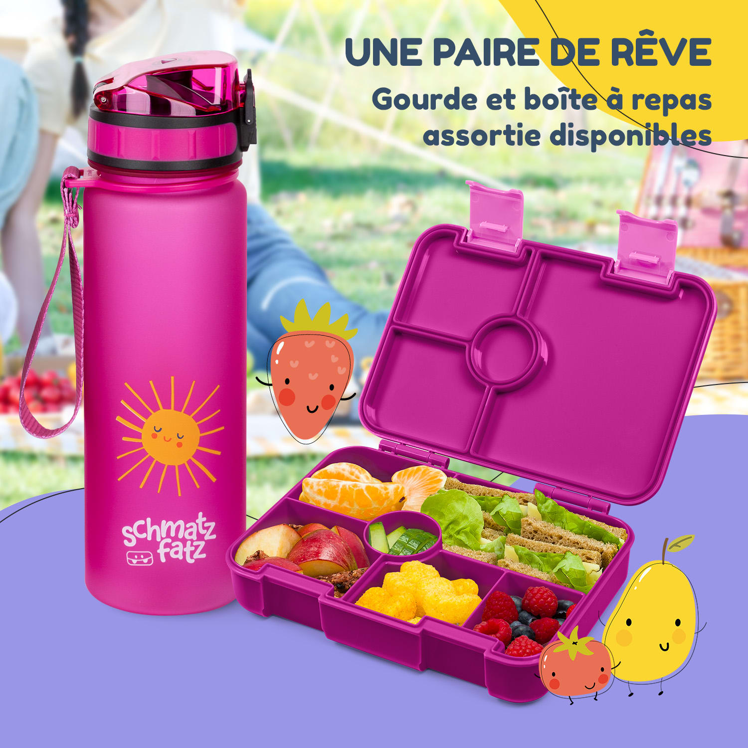 schmatzfatz by Lite lunchbox 6 vakken 20,8 x 4,5 x 15 cm (BxHxD) BPA-vrij extra licht Tritan Fuchsia