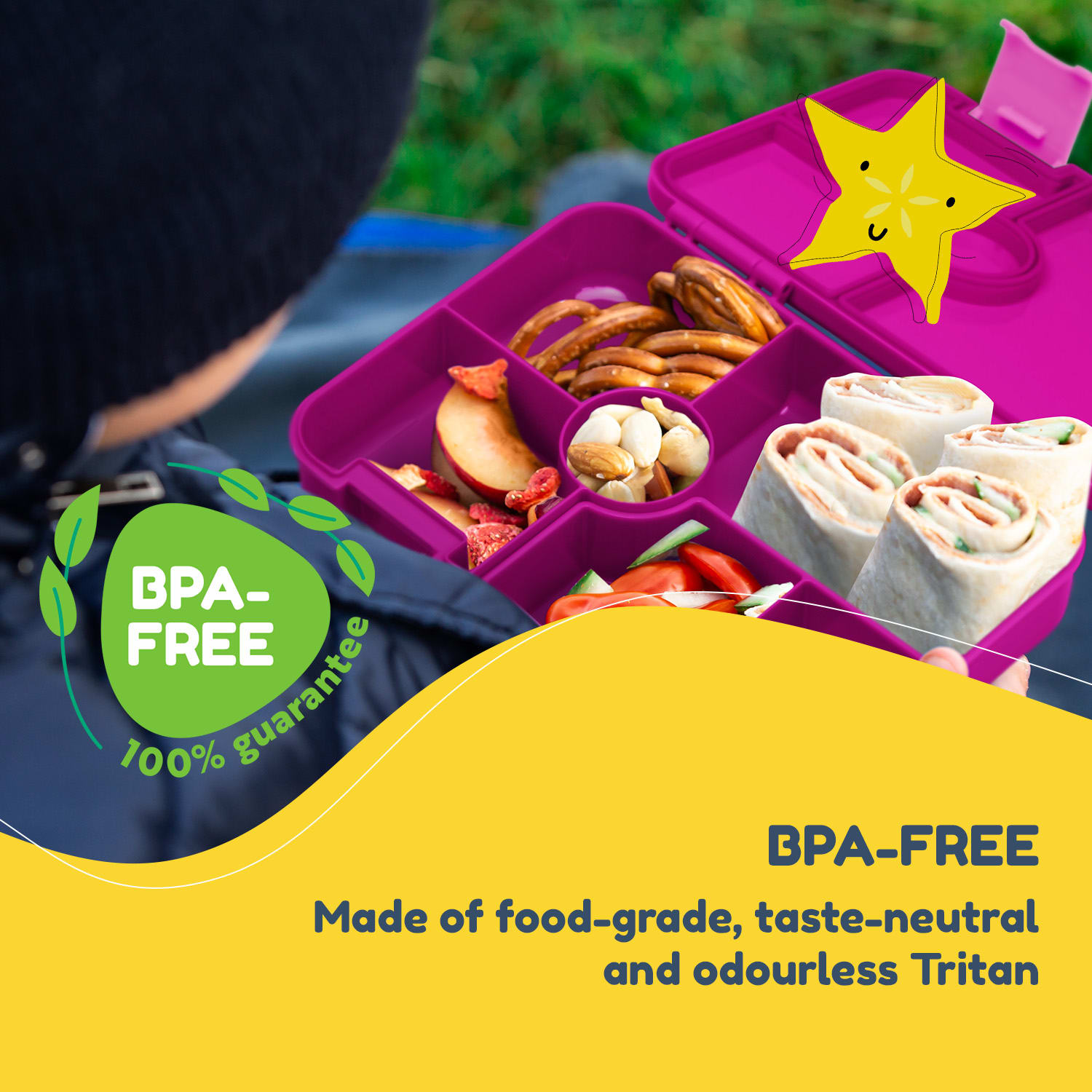 schmatzfatz by Lite Lunchbox 6 compartments 20.8 x 4.5 x 15 cm (WxHxD) BPA-free extra-light Tritan Fuchsia