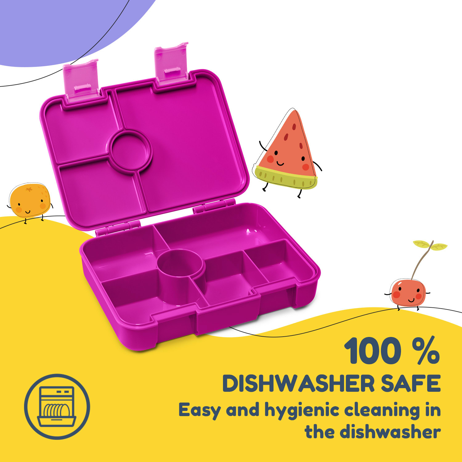 schmatzfatz by Lite Lunchbox 6 compartments 20.8 x 4.5 x 15 cm (WxHxD) BPA-free extra-light Tritan Fuchsia
