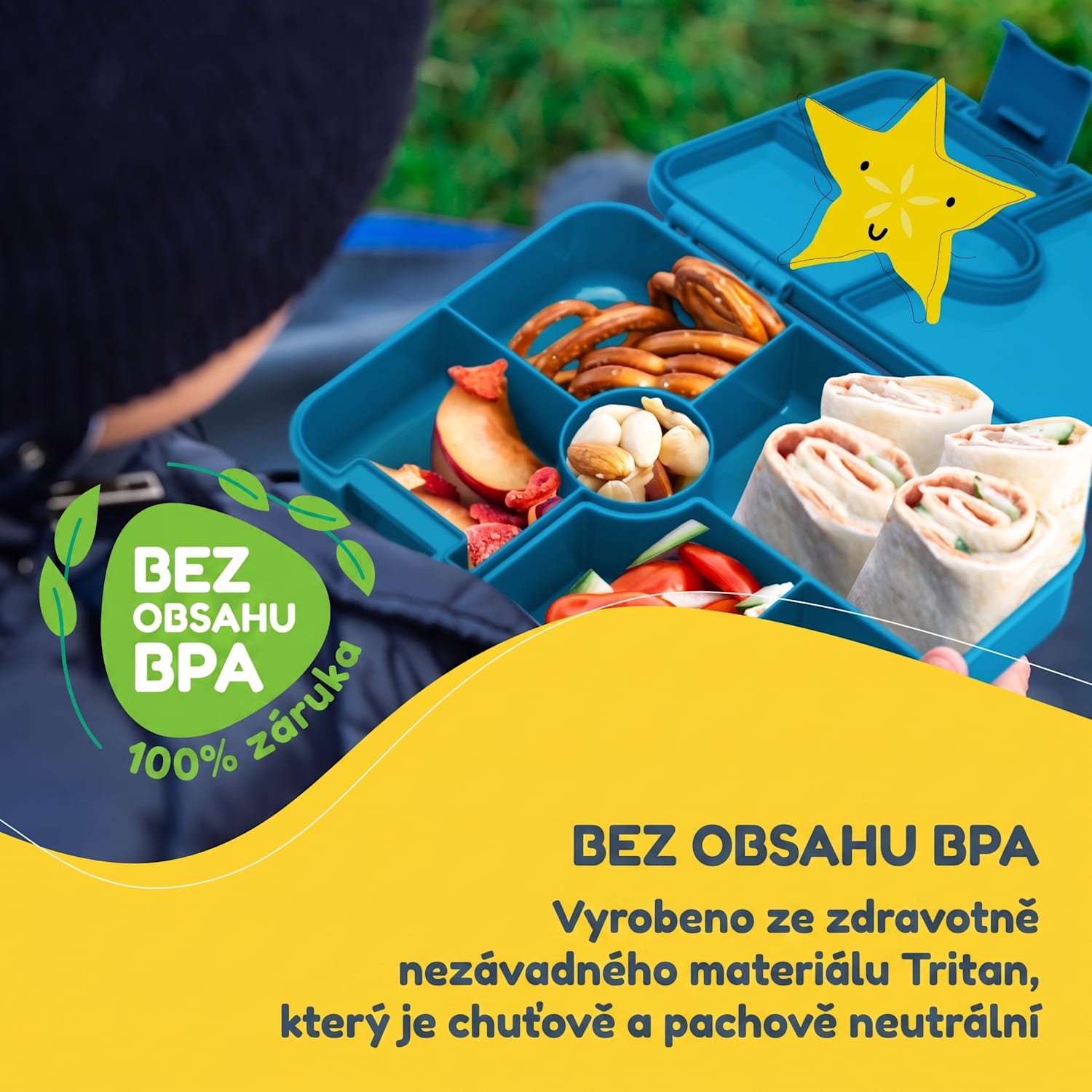 Schmatzfatz svačinový box s přihrádkami Tyrkysová