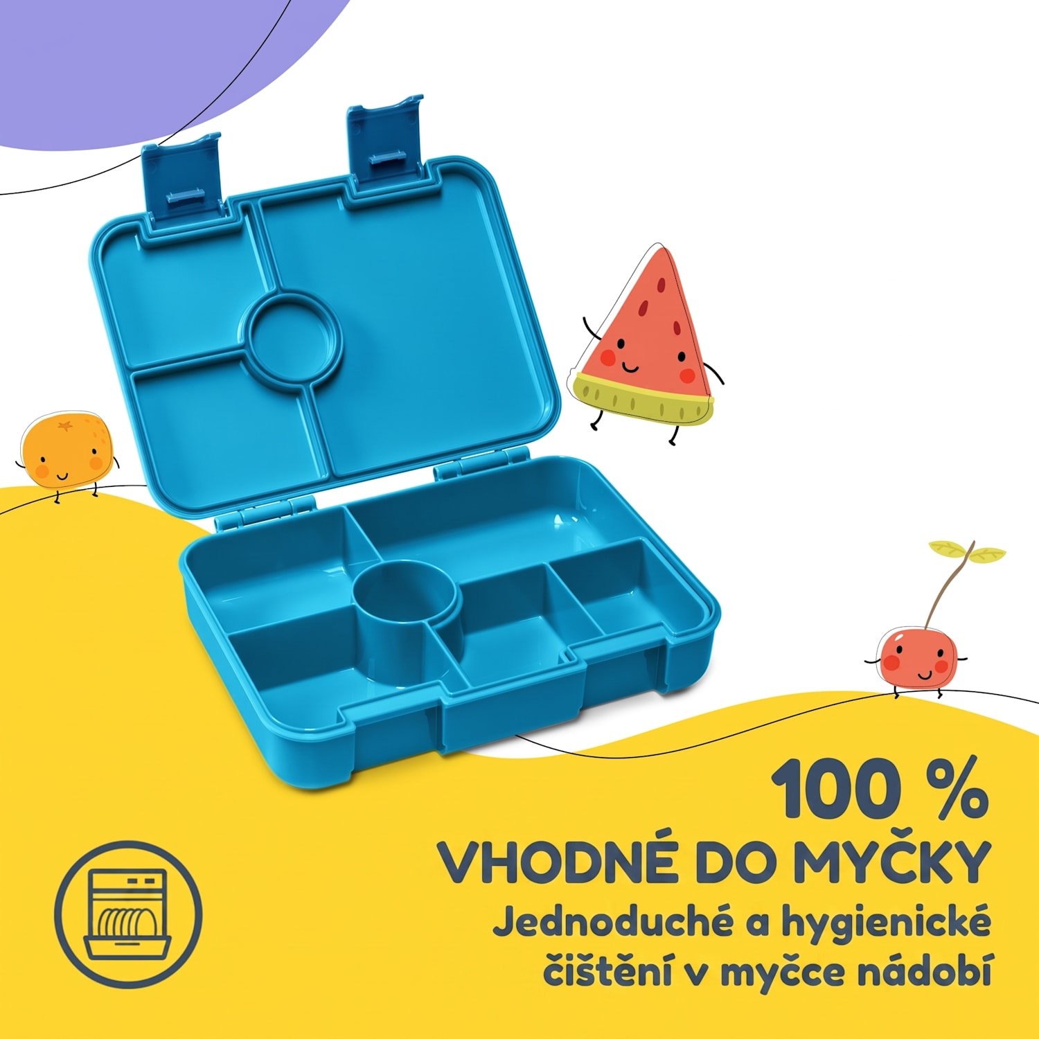 Schmatzfatz svačinový box s přihrádkami Tyrkysová