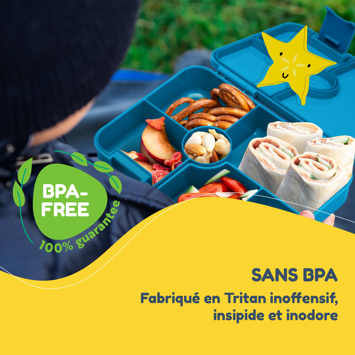 schmatzfatz by Lite Boîte à repas 6 compartiments 20,8 x 4,5 x 15 cm (LxHxP) Tritan extra léger sans BPA Turquoise