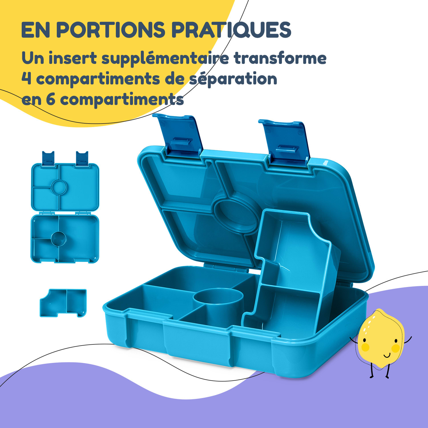 schmatzfatz by Lite Boîte à repas 6 compartiments 20,8 x 4,5 x 15 cm (LxHxP) Tritan extra léger sans BPA Turquoise