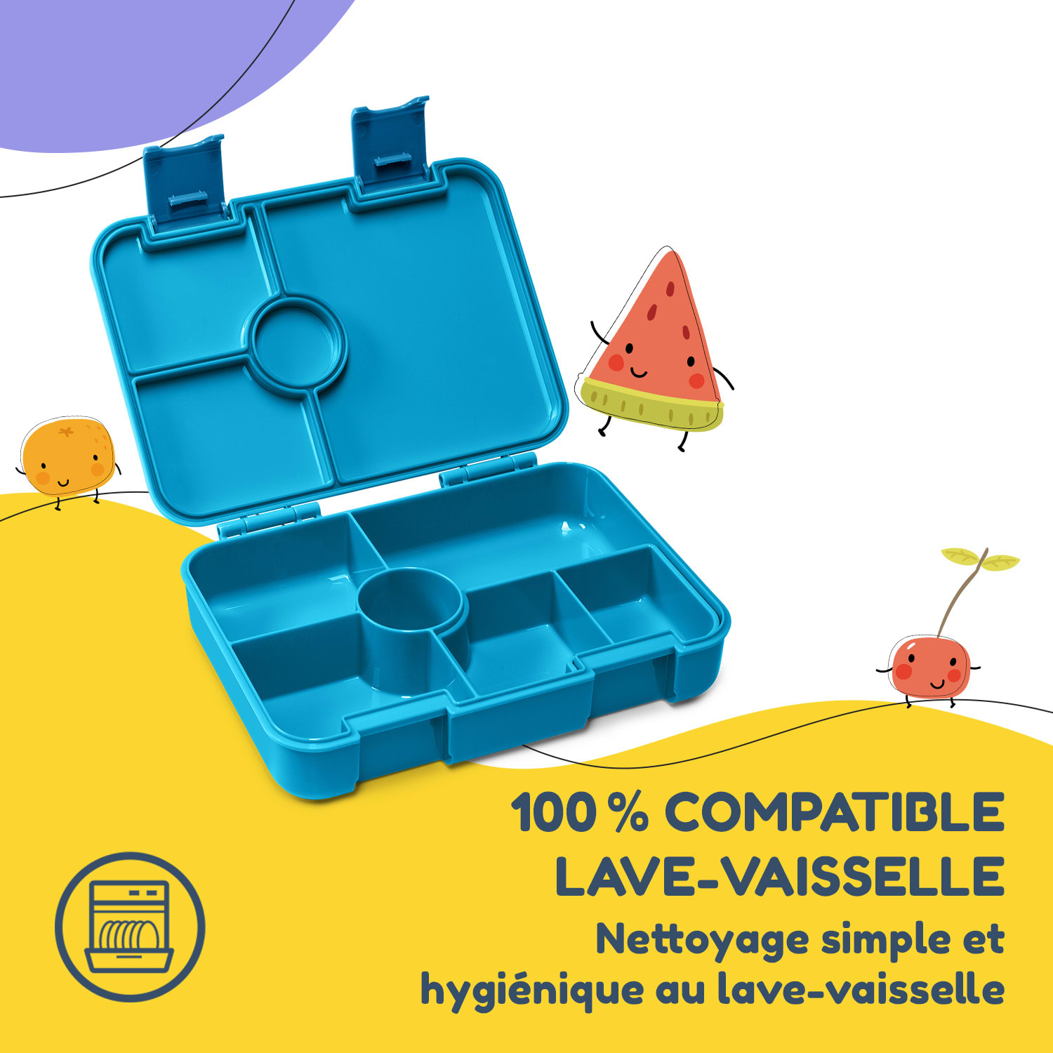 schmatzfatz by Lite Boîte à repas 6 compartiments 20,8 x 4,5 x 15 cm (LxHxP) Tritan extra léger sans BPA Turquoise