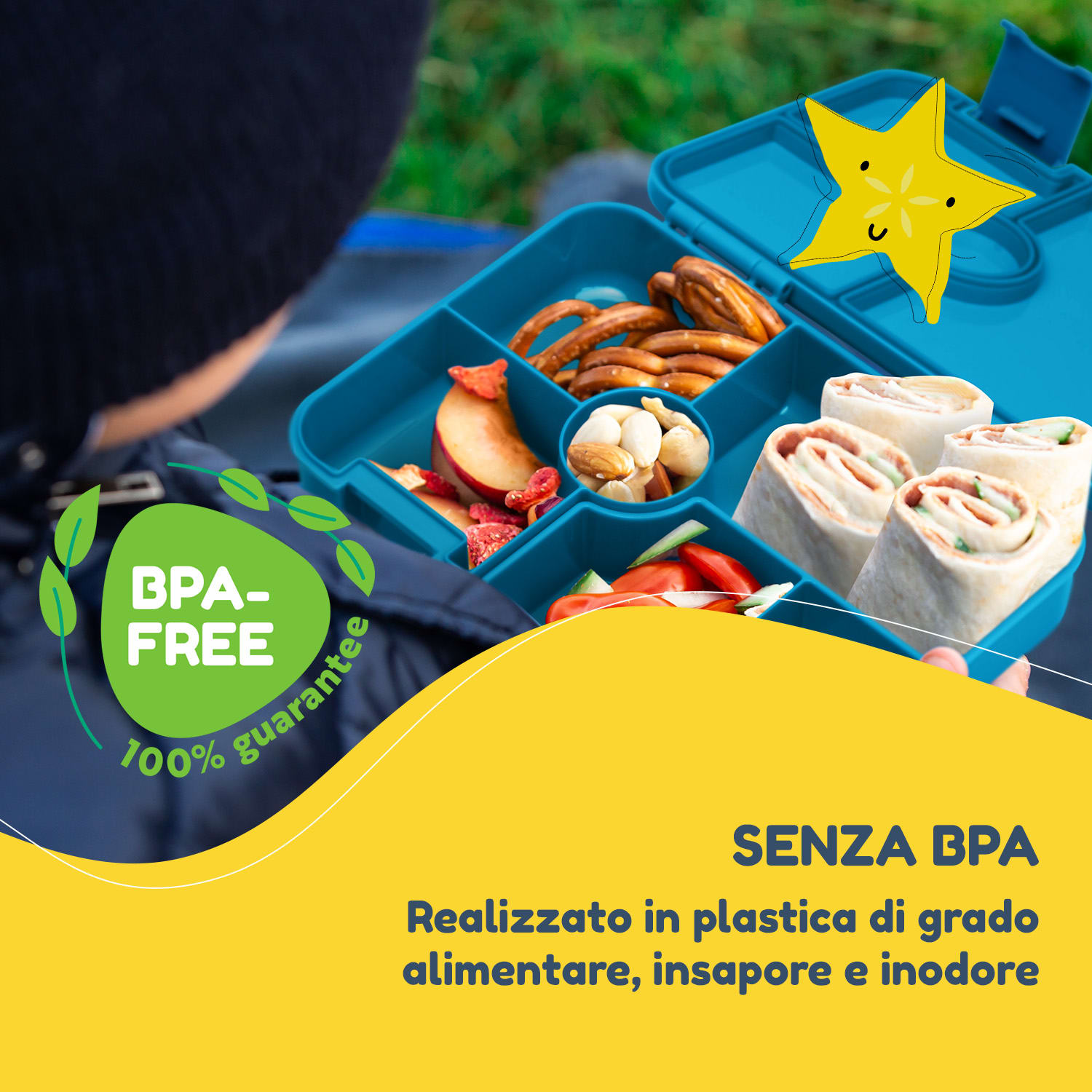 schmatzfatz by Lite - Portapranzo, 6 scomparti, 20,8 x 4,5 x 15 cm (LxAxP), senza BPA, leggerissimo, Tritan 