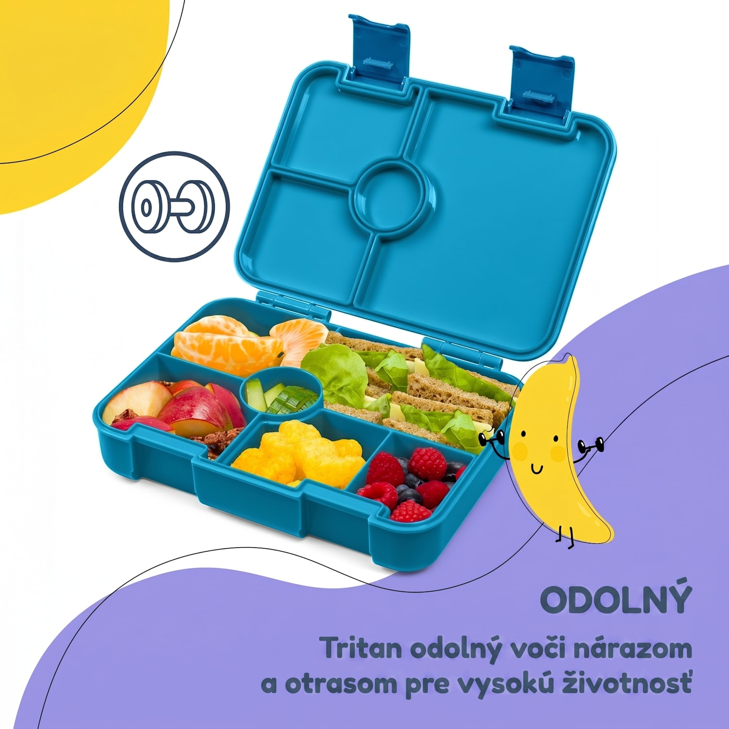 Schmatzfatz desiatový box s priehradkami Tyrkys