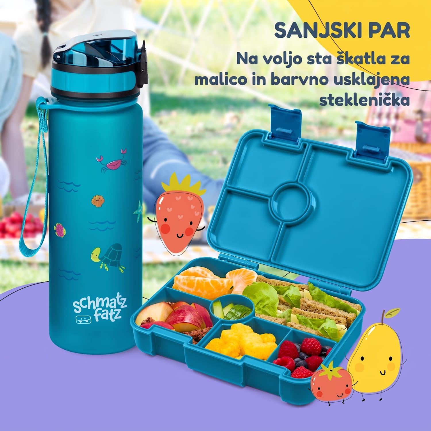 Schmatzfatz škatla za malico s predeli Turkizna