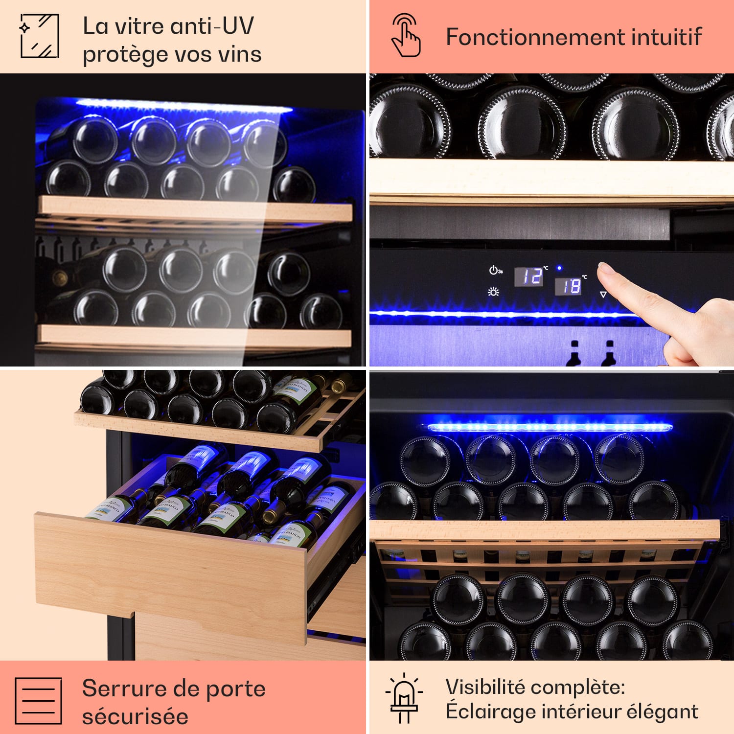 Barossa 123 Duo réfrigérateur à vin 123 Fl 226 L 2 zones contrôle tactile 2 zones de conservation | 123 bouteilles